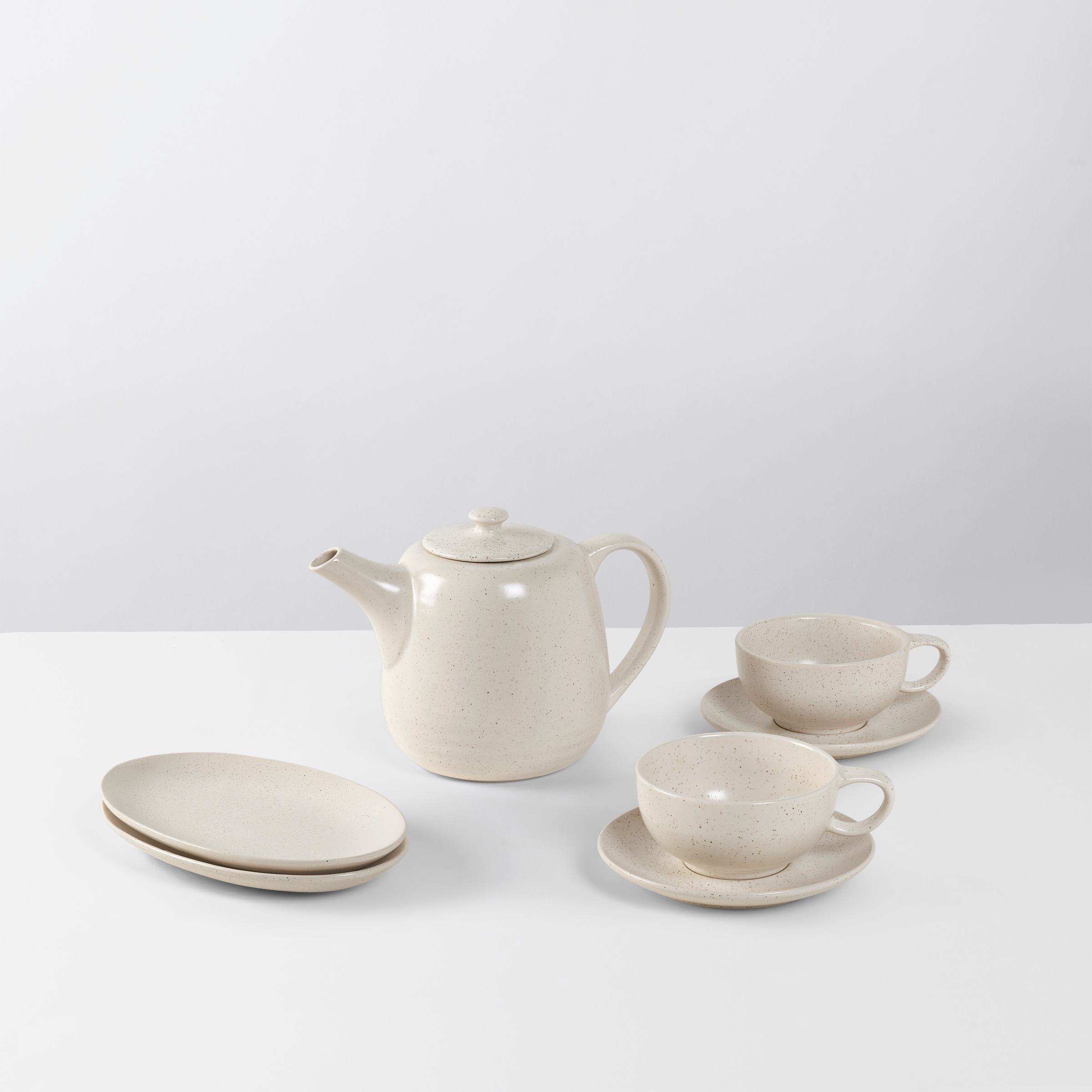 Broste Copenhagen Teeservice »Single Geschirr-Set Nordic Vanilla, inkl. 1 Päckchen Papierserviette«, (Set, 8 tlg.), Beliebte Geschirr Sets Exclusiv mit Geschenk