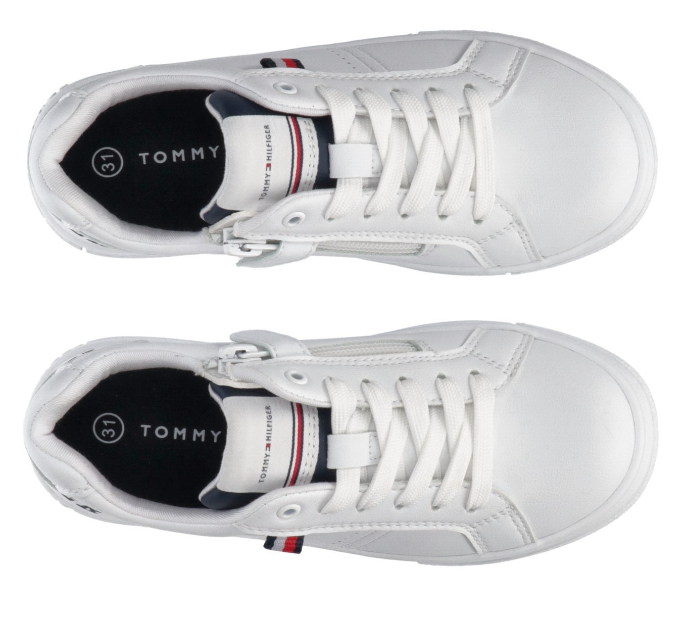 Tommy Hilfiger Plateausneaker »LOGO LOW CUT LACE-UP SNEAKER«, Retro Sneaker mit Reißverschluss und Signature Logoschriftzug