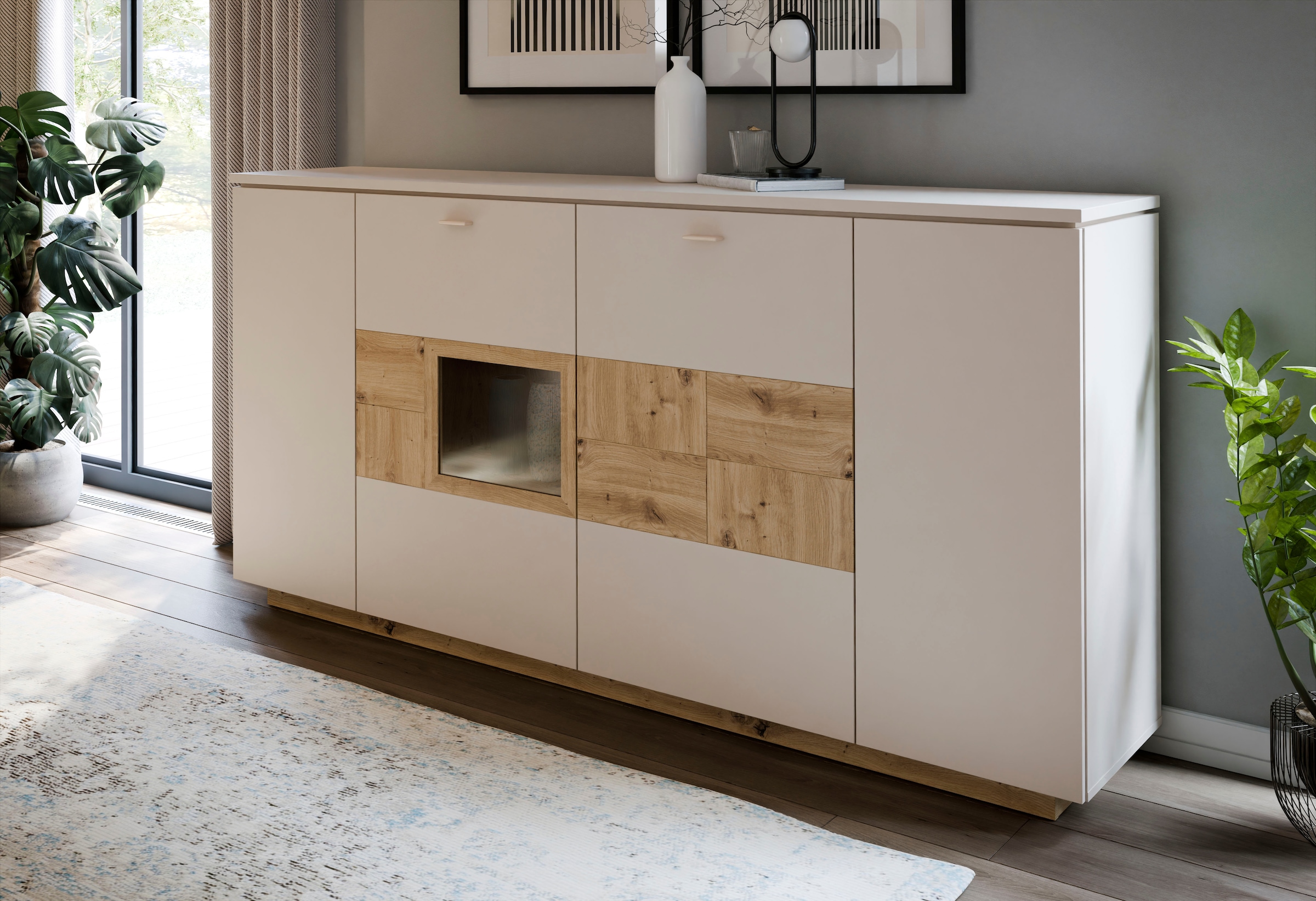 FORTE Highboard »Louoto«, Sideboard, Metallgriffe, Stauraum, Soft Close, Höhe 101,2cm