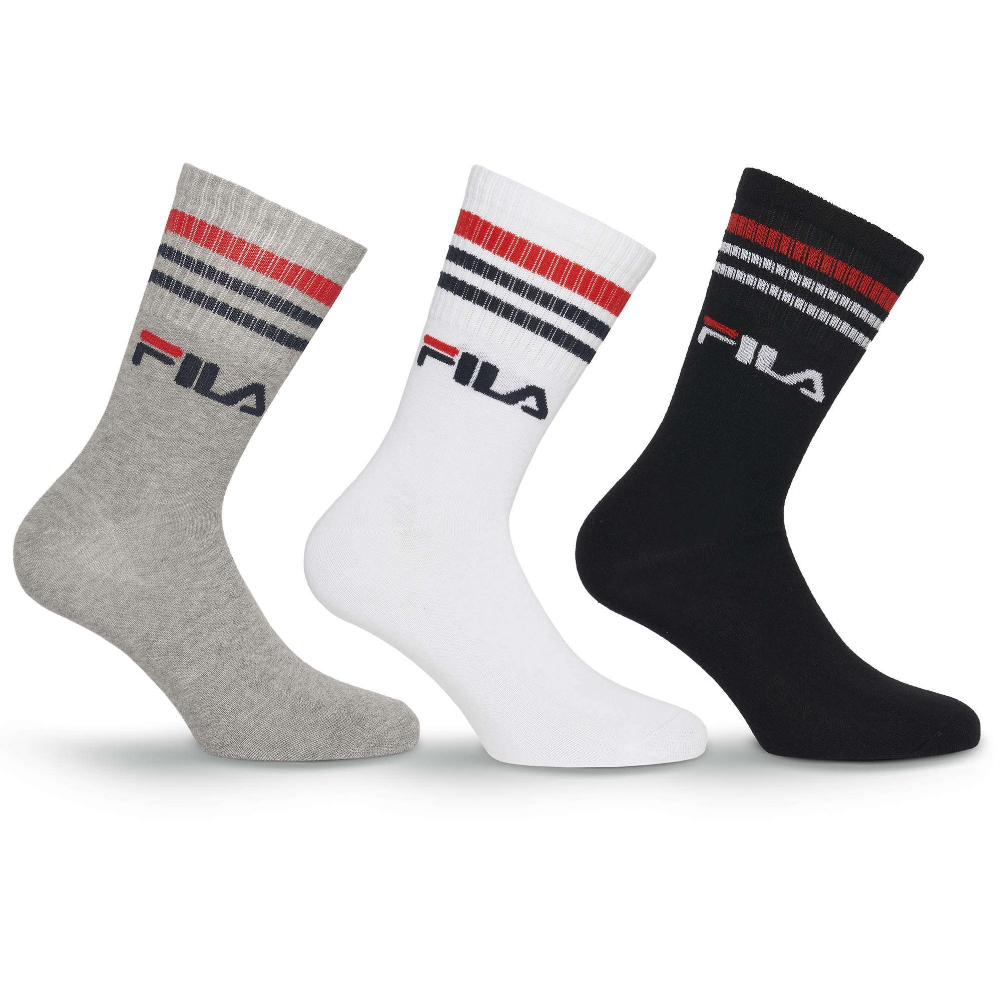Fila 3 Paar, breites Rippenbündchen, Logoschriftzug, Cotton-Mix