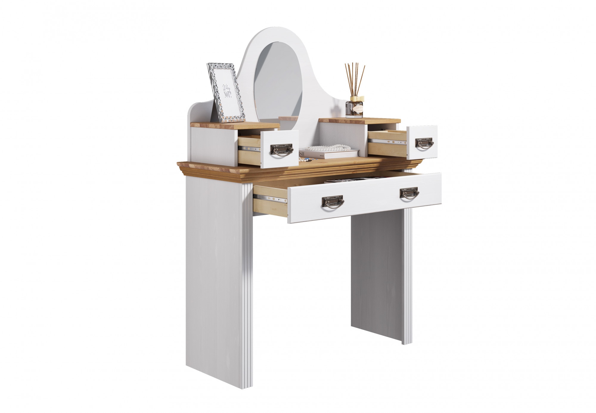 OTTO home Schminktisch "Konrad" aus massiver Kiefer, mit Spiegel und viel S günstig online kaufen