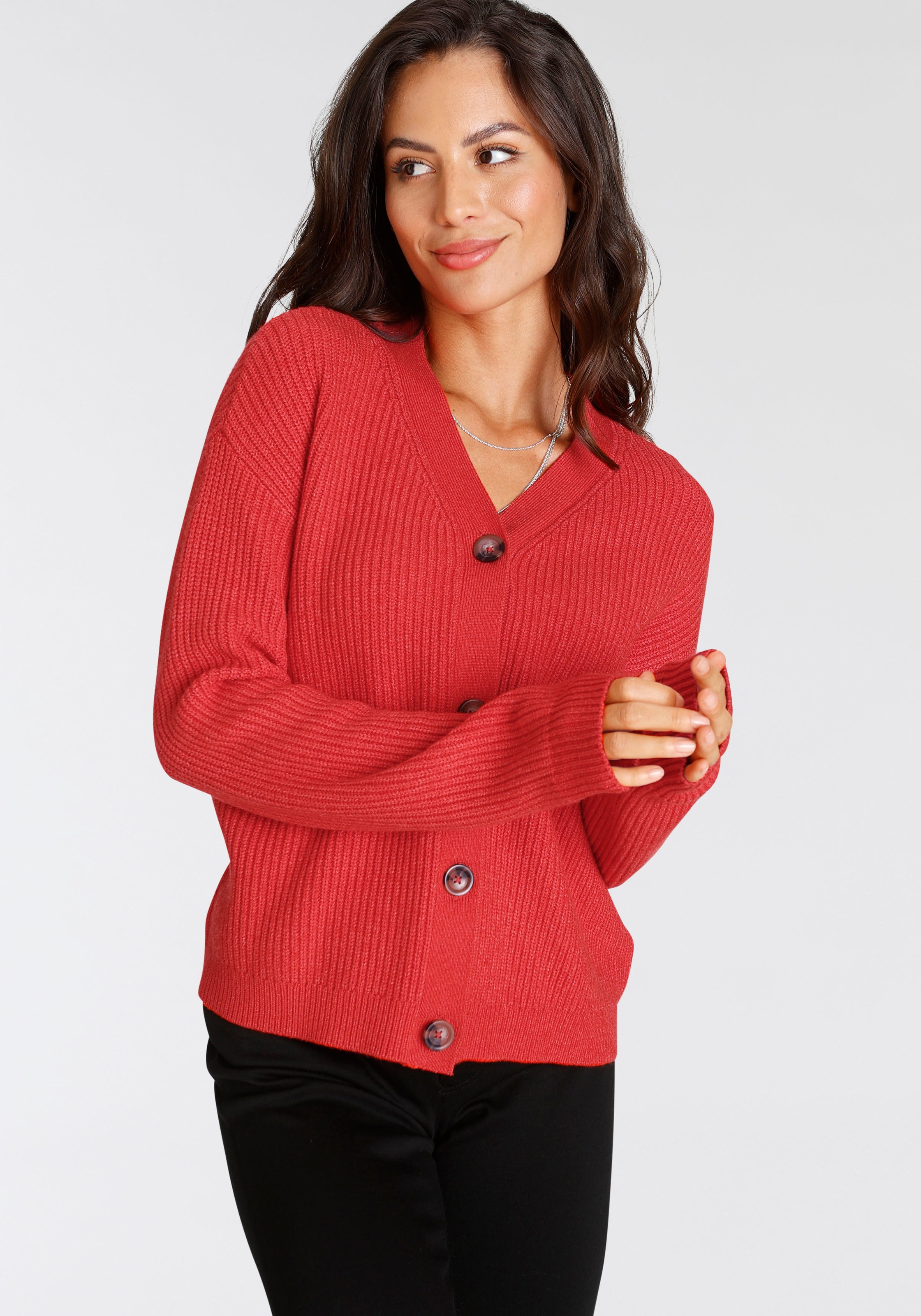 Laura Scott Strickjacke, Grobstrick - in modischer Kurzform günstig online kaufen
