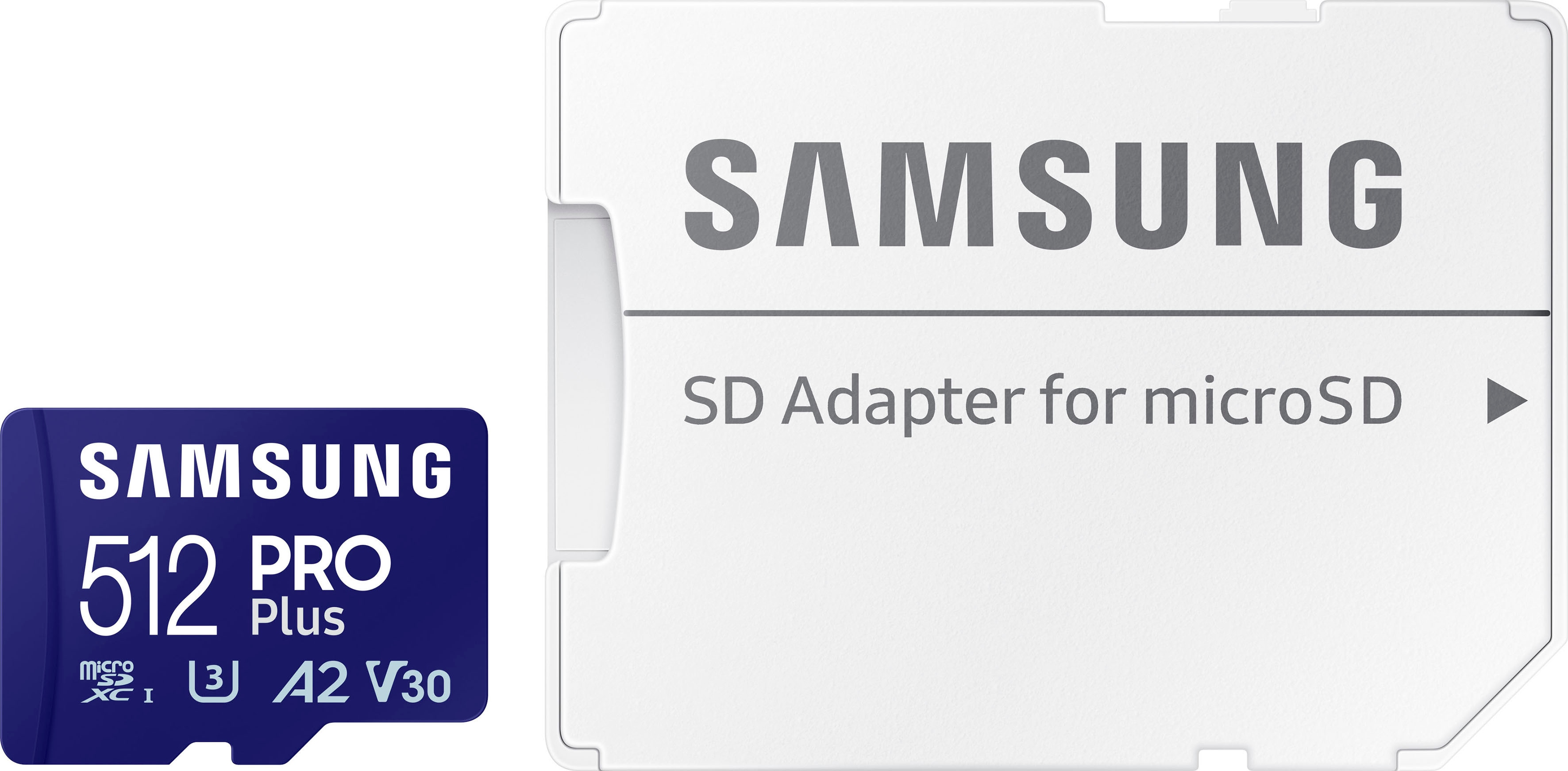 SAMSUNG Speicherkarte "PRO Plus + microSDXC-Adapter", 512 GB, blau, Speicherkarten