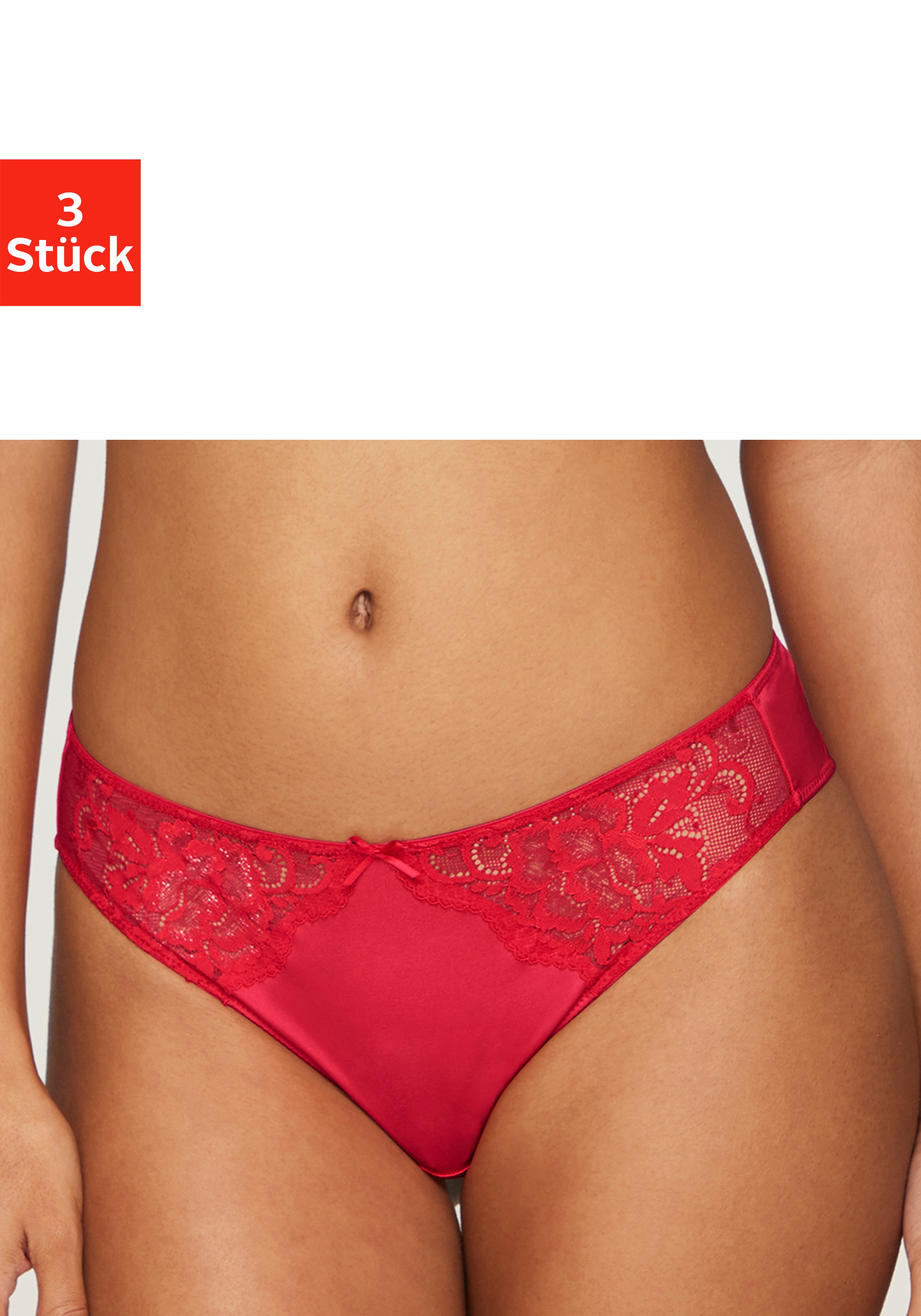 petite fleur by Lascana Slip Packung, 3 Stück, mit floraler Spitze und weichem Microtouch