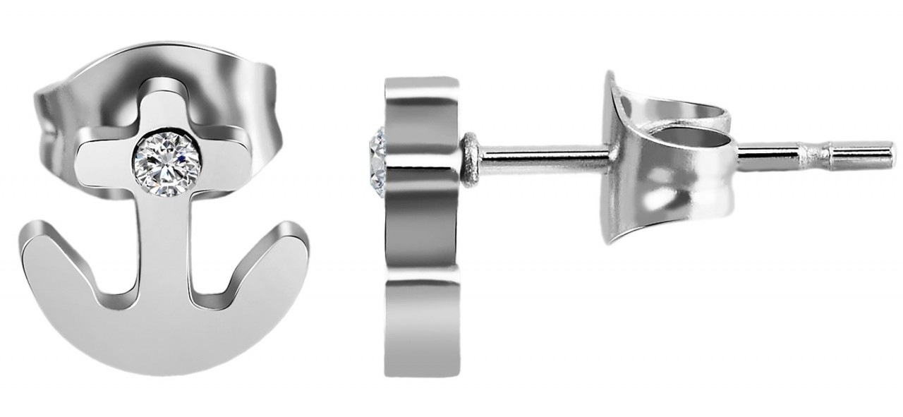 Adelia's Damen Anchor Stud Earrings Stainless Steel White