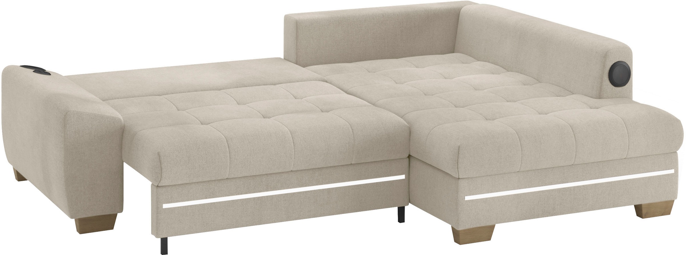 Mr. Couch Ecksofa »Nikita II, L-Form«, mit Kaltschaum, RGB-LED, Soundsystem, wahlweise mit Bett, Bettkasten