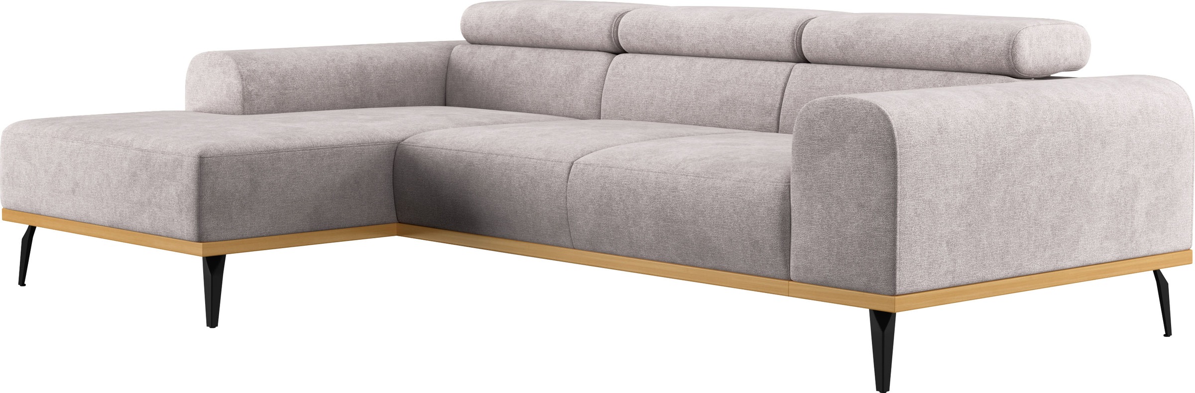 Places of Style Ecksofa »Carlo L-Form«, mit Kopfteilverstellung & Holz-Rahmenoptik, optional Relaxfunktion