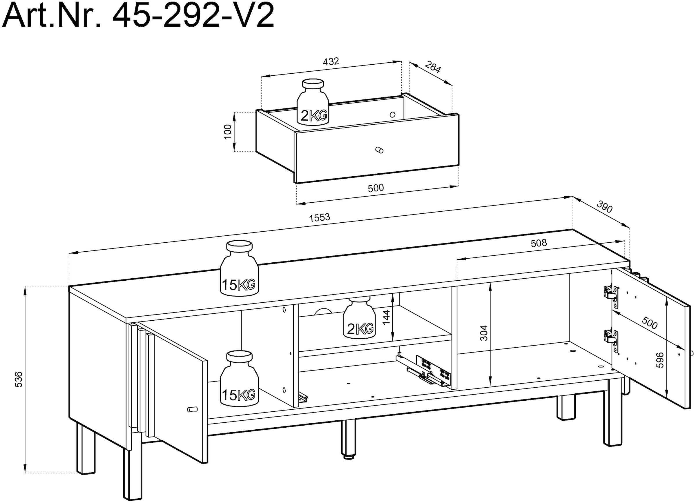 HBZ Lowboard »Volano«, (1 St.), schwarz, TV Möbel bis 65 Zoll geeignet mit Eiche Artisan Dekor