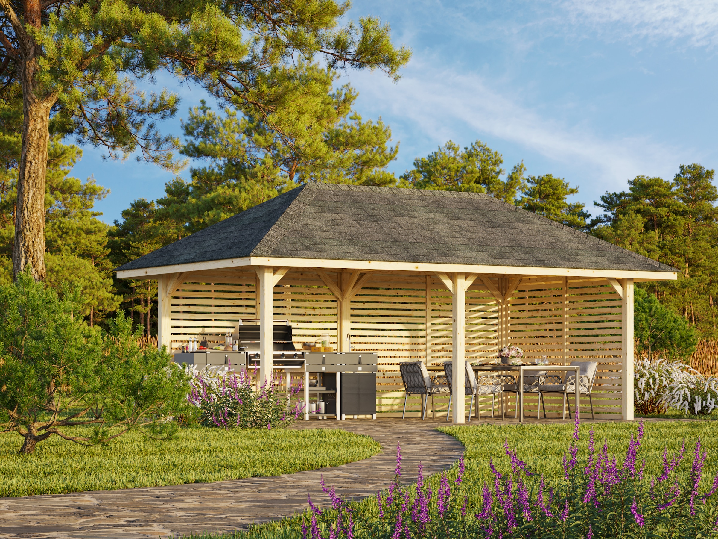 Palmako Holzpavillon »Bianca 16,6 m² Set 109« BxTxH: 672x384x319 cm