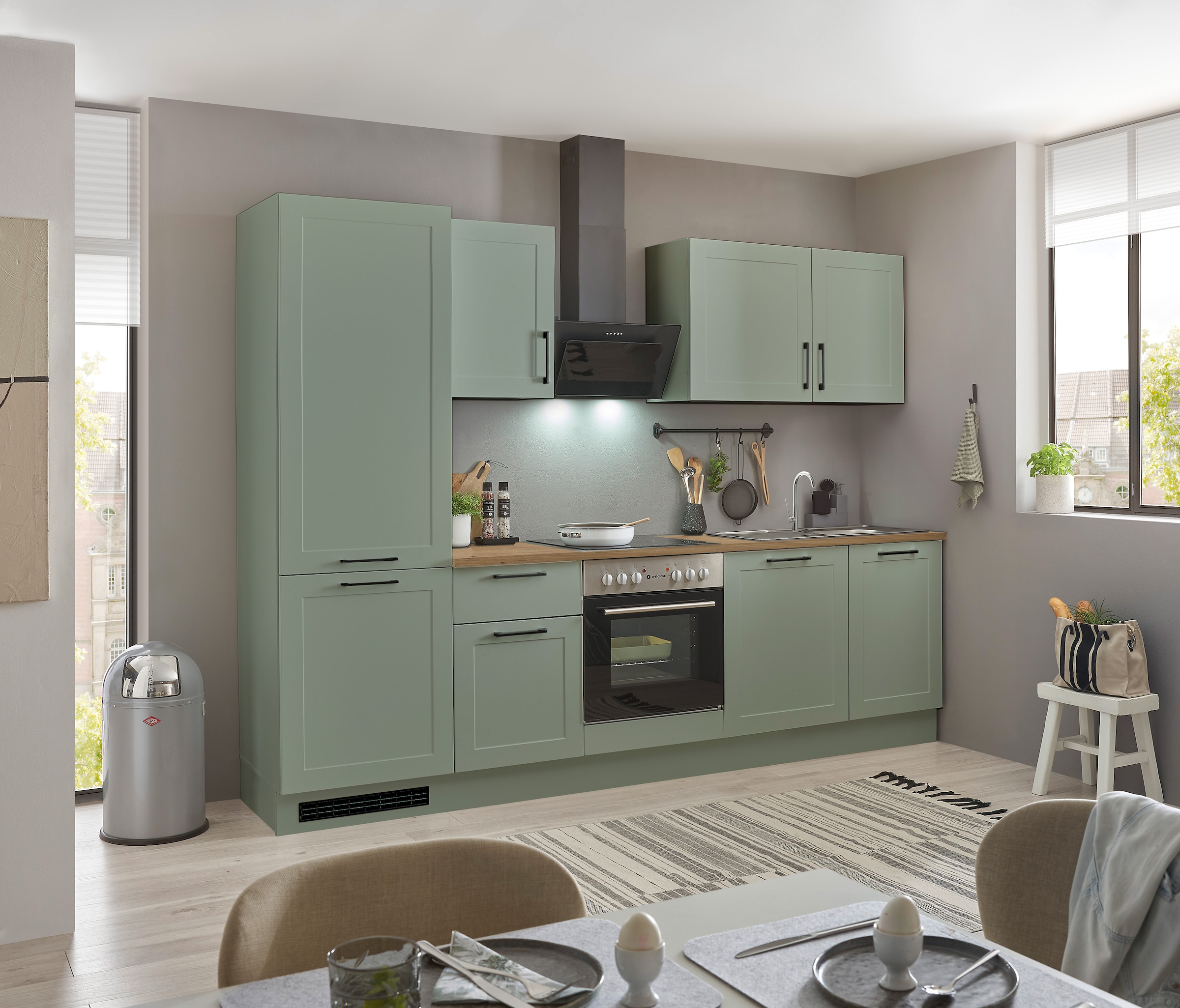 BASIC by Balculina Küchenzeile »Marsi«, Breite 280 cm, wahlweise mit E-Geräten, mit Soft-Close-Funktion