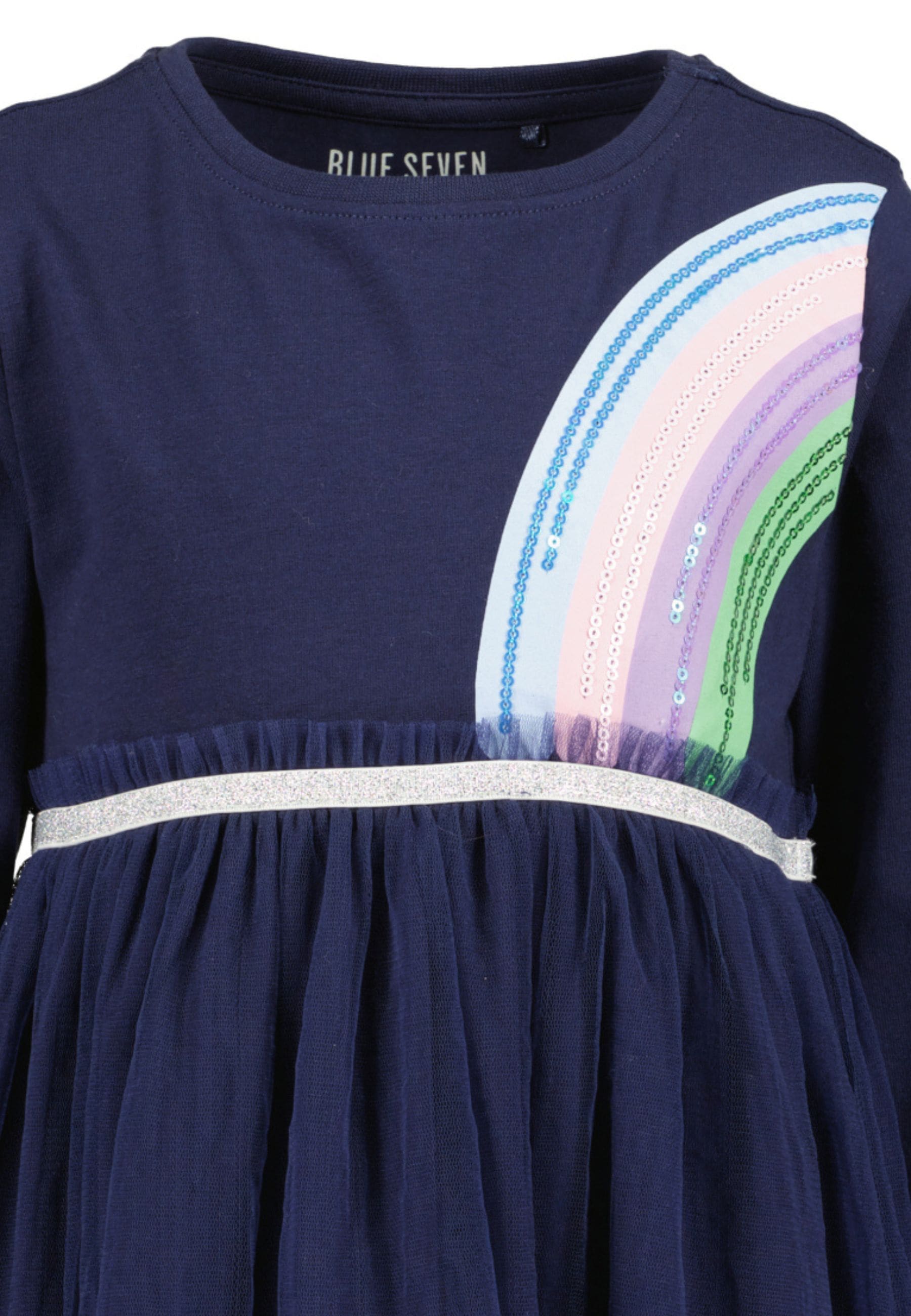 Blue Seven Jerseykleid mit aufgesetztem Tüllrock, Pailletten und Glitzerdetails