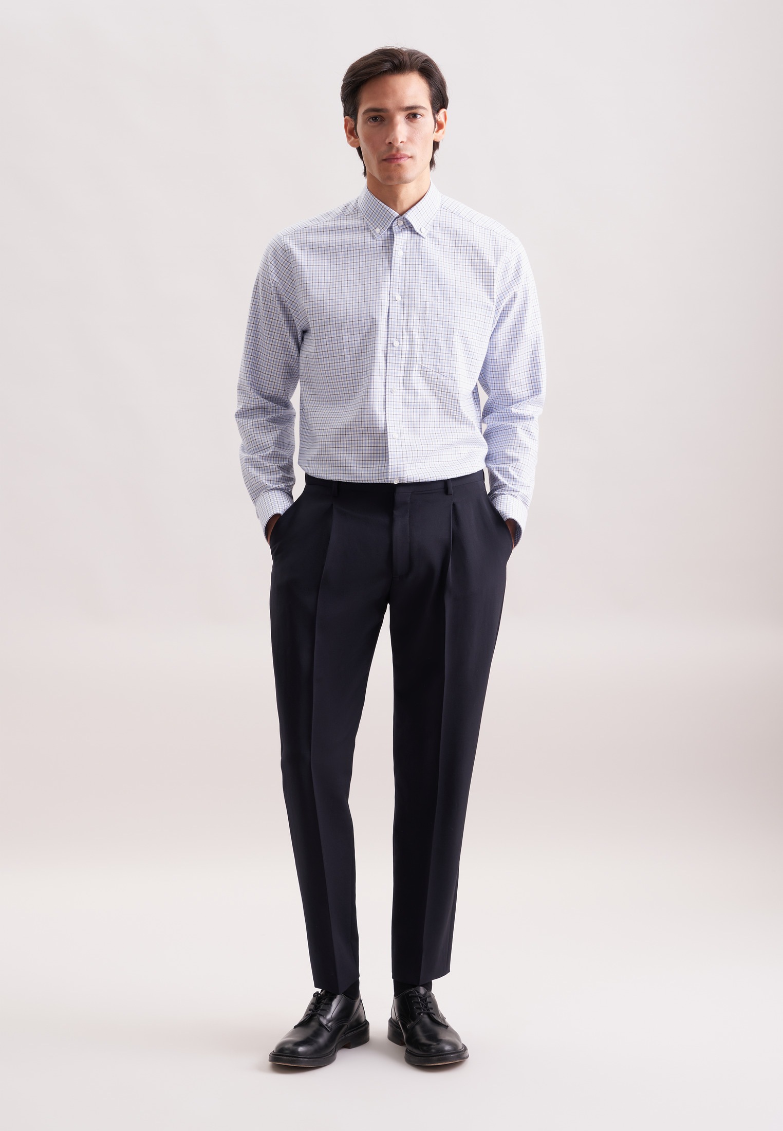 seidensticker Flanellhemd »Schwarze Rose« Regular 1/1 Button-Down-Kragen Karo