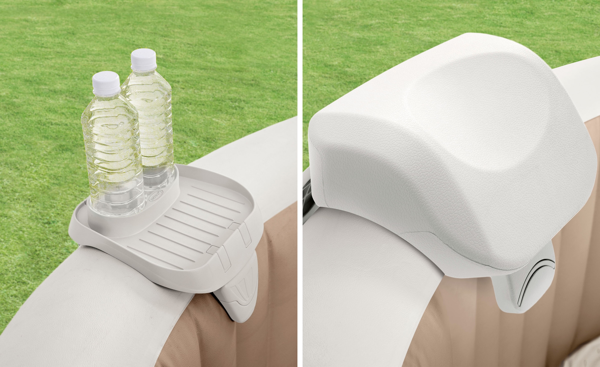 Intex Ablagetisch "PureSPA Whirlpool Wellnessset: 1 Getränkehalter & 2 Premiumkopfstützen", 3-teiliges Set: 1 Getränkeha