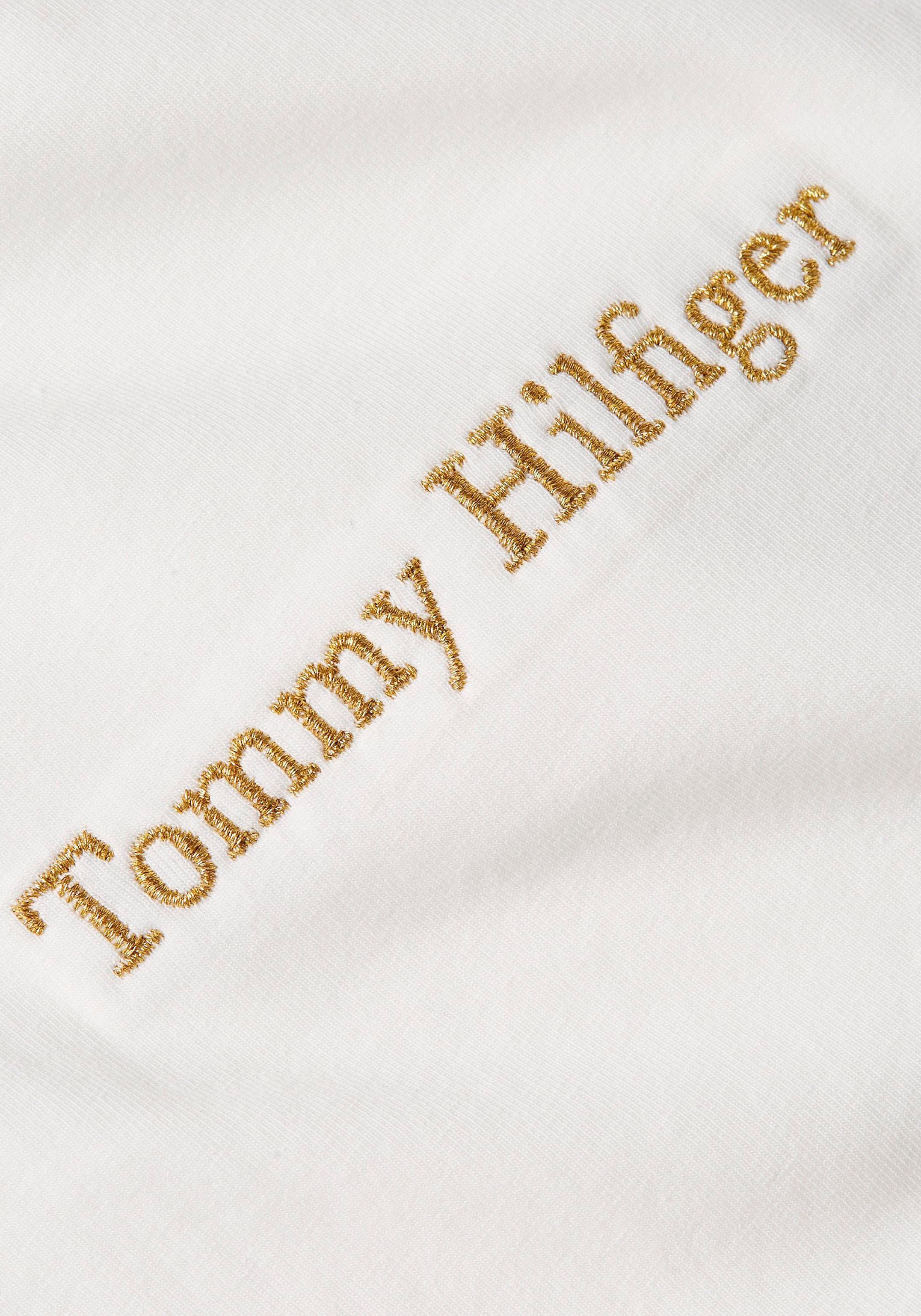 Tommy Hilfiger Langarmshirt Tommy METALLIC NY kaufen BAUR Print metallicfarbenen | Markenlabel für mit »SLIM LS«, C-NK Hilfiger 