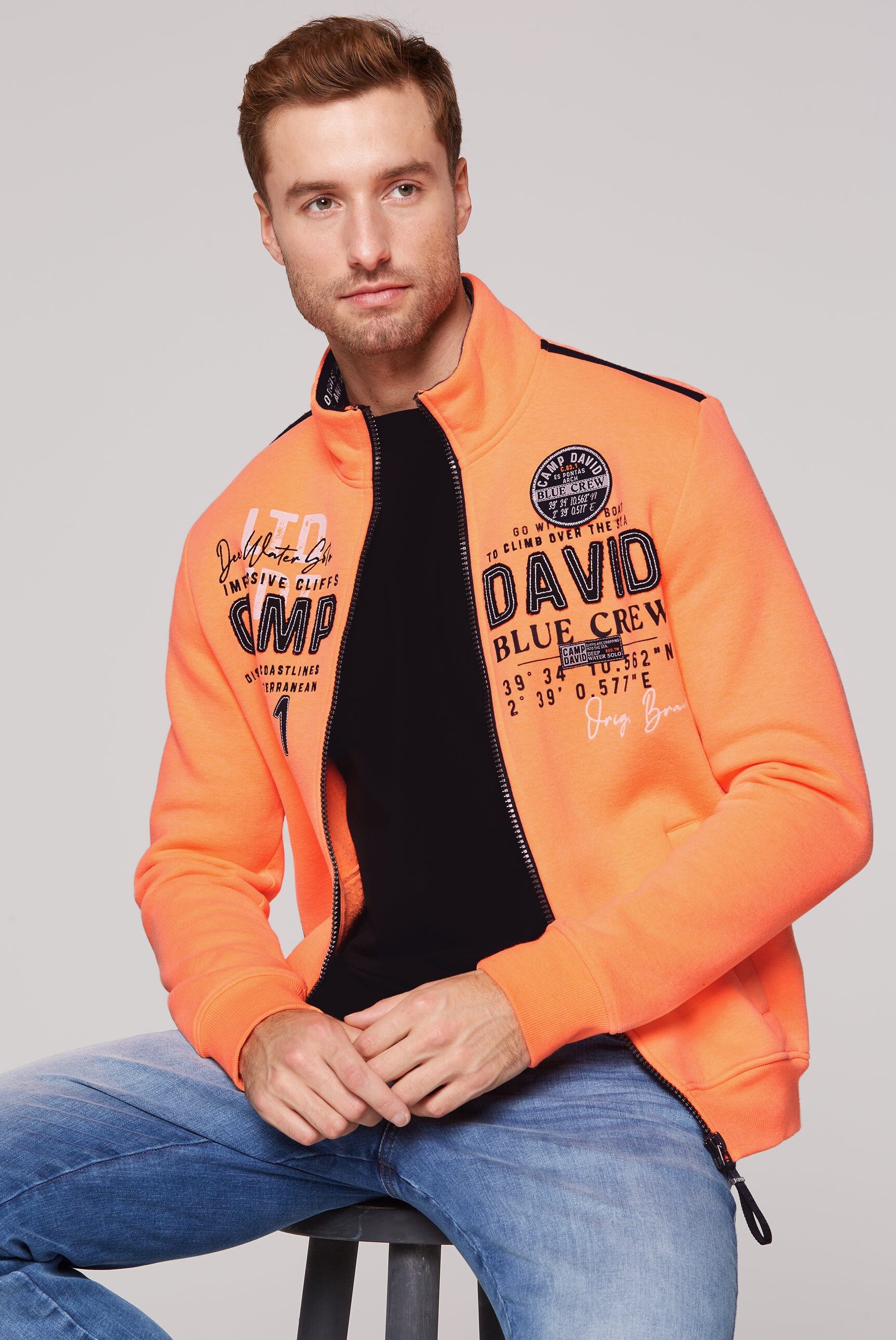 CAMP DAVID Sweatjacke, mit Stehkragen