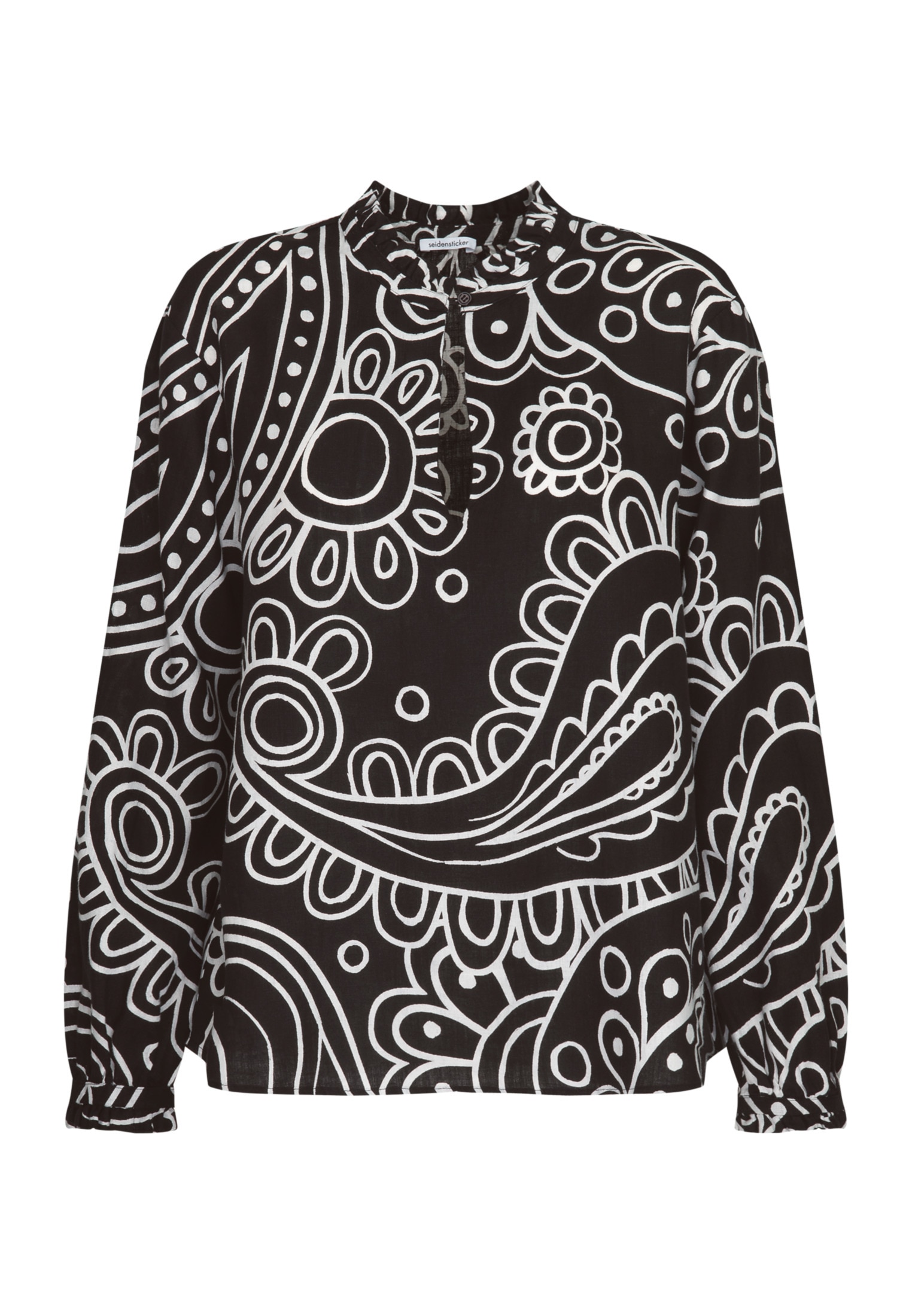 seidensticker Klassische Bluse »Schwarze Rose«, Langarm Rundhals Paisley