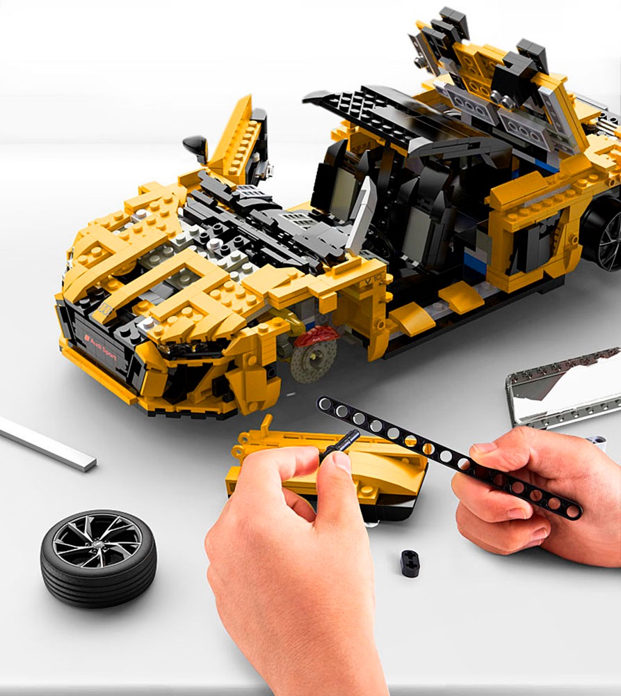 Jamara Konstruktions-Spielset »Audi R8 Spyder 1:14 gelb Bricks«, (1440 St.), Maßstab 1:14, offiziell lizensiert
