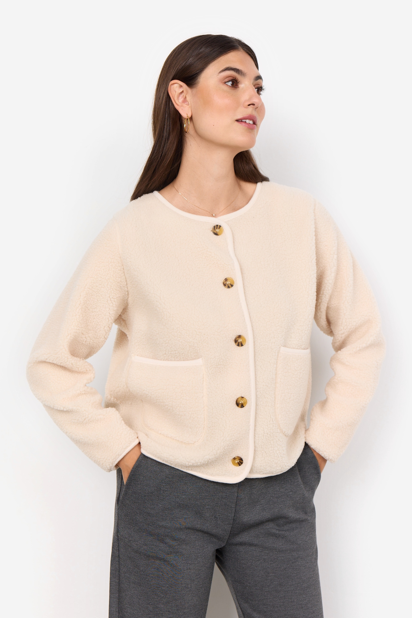 soyaconcept Cardigan "SC-ONYX 2" aus pflegeleichter Kunstfaser, normale Passform, mit Langarm