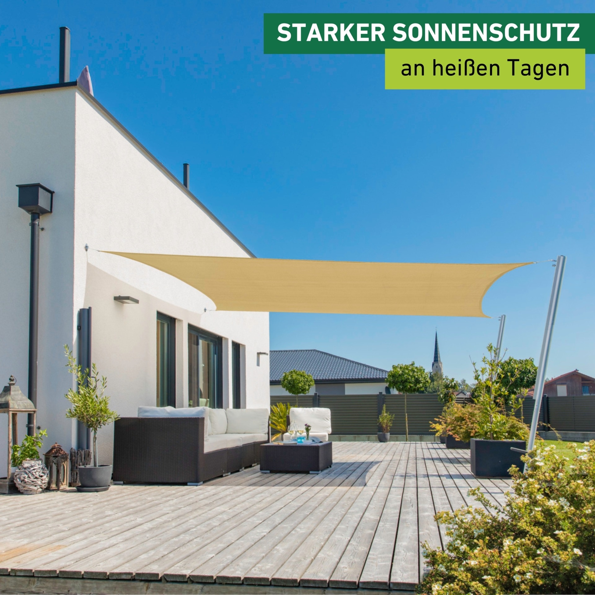 Windhager Sonnensegel »Capri, Rechteckiges Segel zur Beschattung von Garten, Terrasse, Balkon« Sonnenschutz 3 x 4 m, erhältlich in grau, champagner oder reed