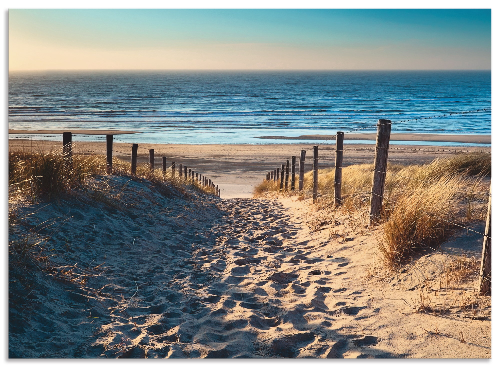 Artland Küchenrückwand "Weg zum Nordseestrand Sonnenuntergang", (1 tlg.), Alu Spritzschutz mit Klebeband, einfache Monta