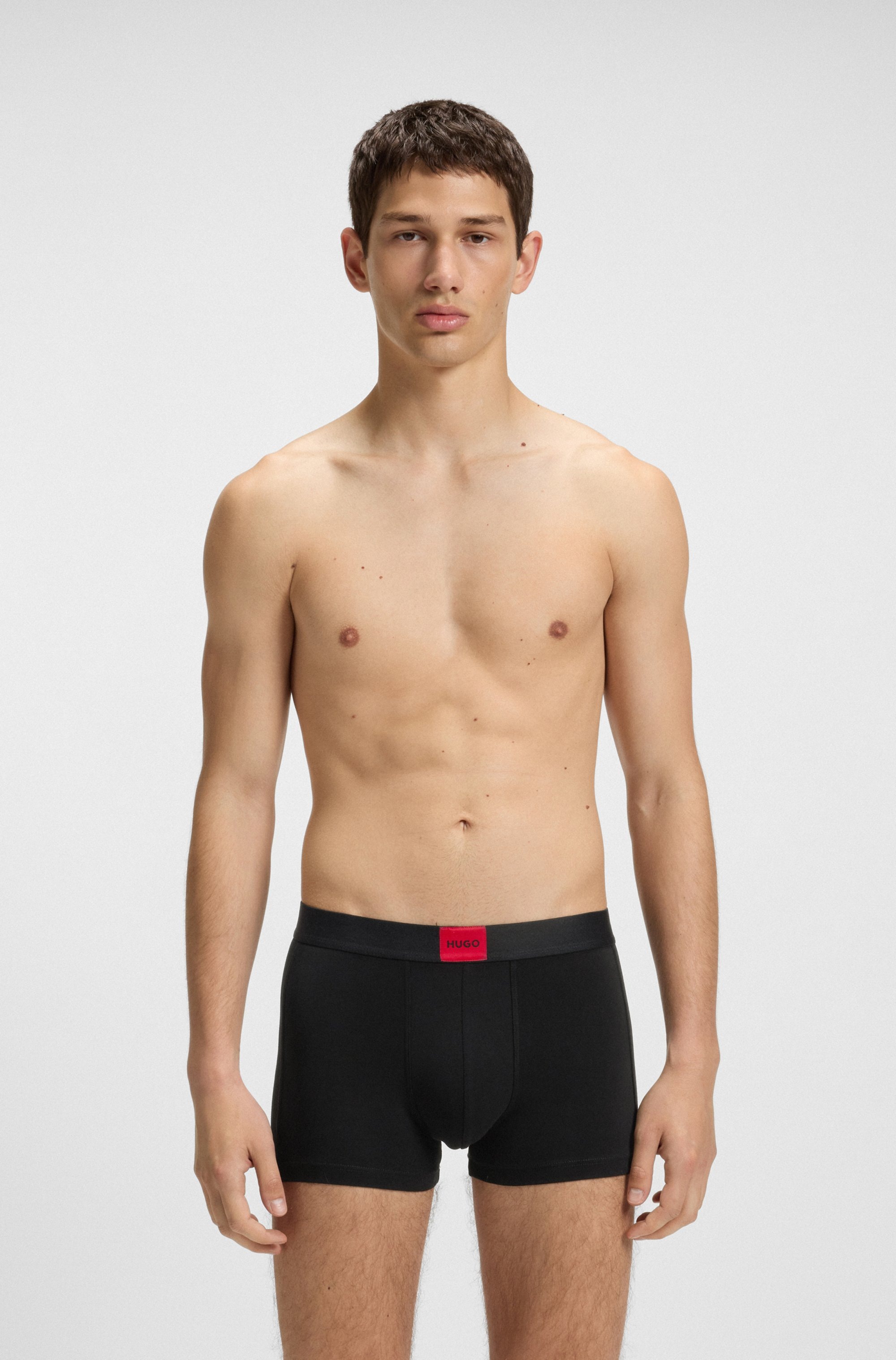 Thumbnail - HUGO Underwear Trunk Set, 3 Stk. mit kontrastfarbenen Logobadge
