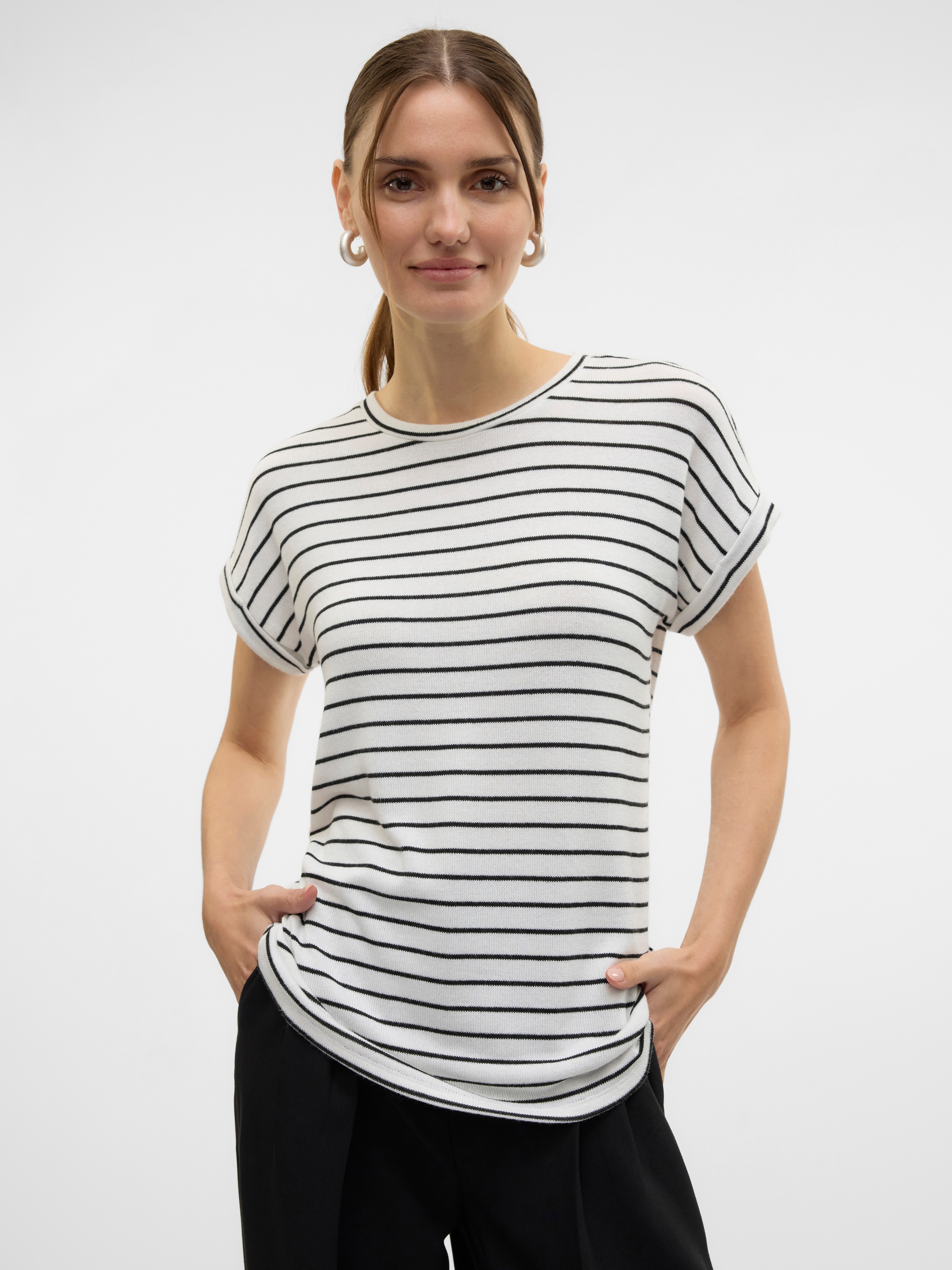 Vero Moda Kurzarmpullover "VMBRIANNA SS O-NECK PULLOVER BOO REP", mit Umsch günstig online kaufen