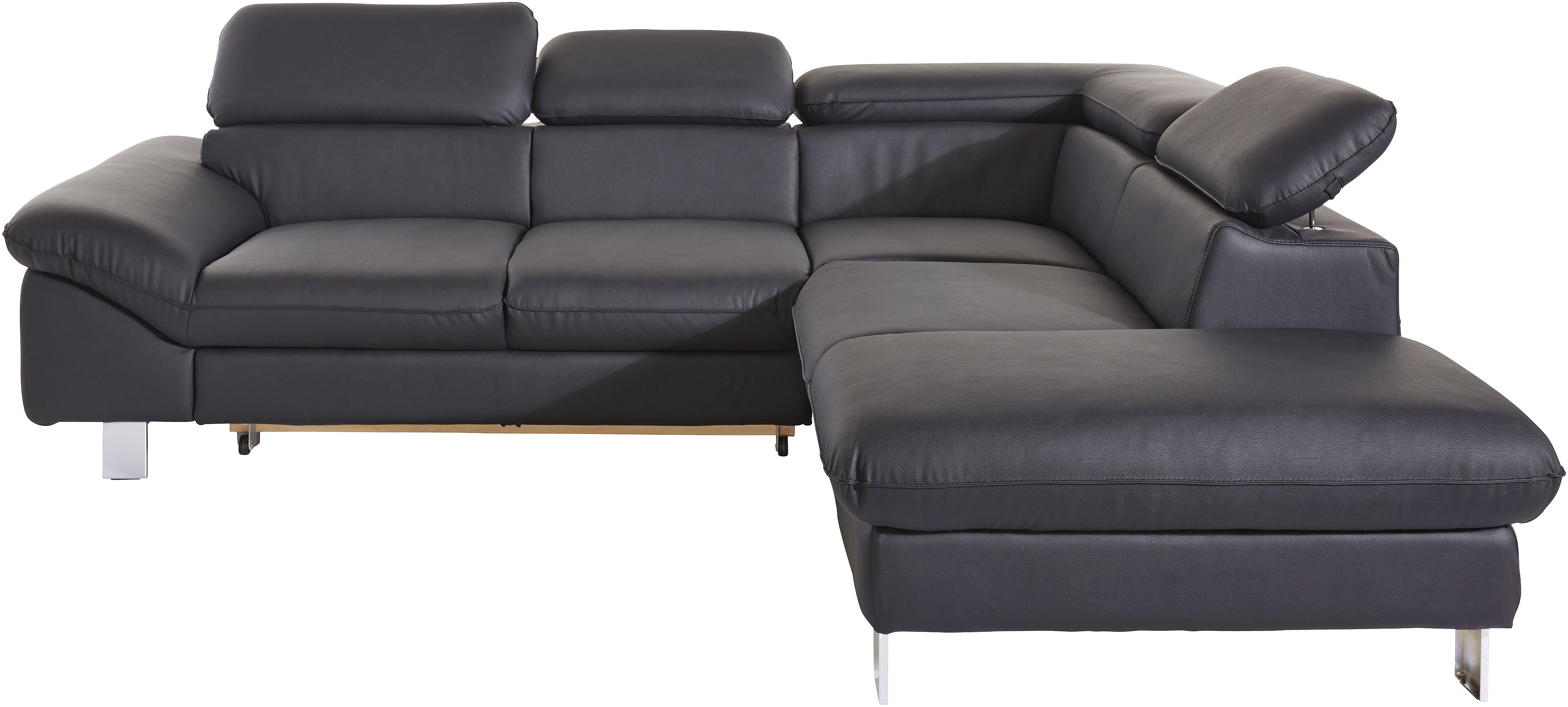 COTTA Ecksofa "Driver L-Form, B: 265 cm, moderne Couch mit Wellenunterfederung, Leder" inkl. 3x Kopfteilverstellung, optional mit Schlaffunktion + Stauraum
