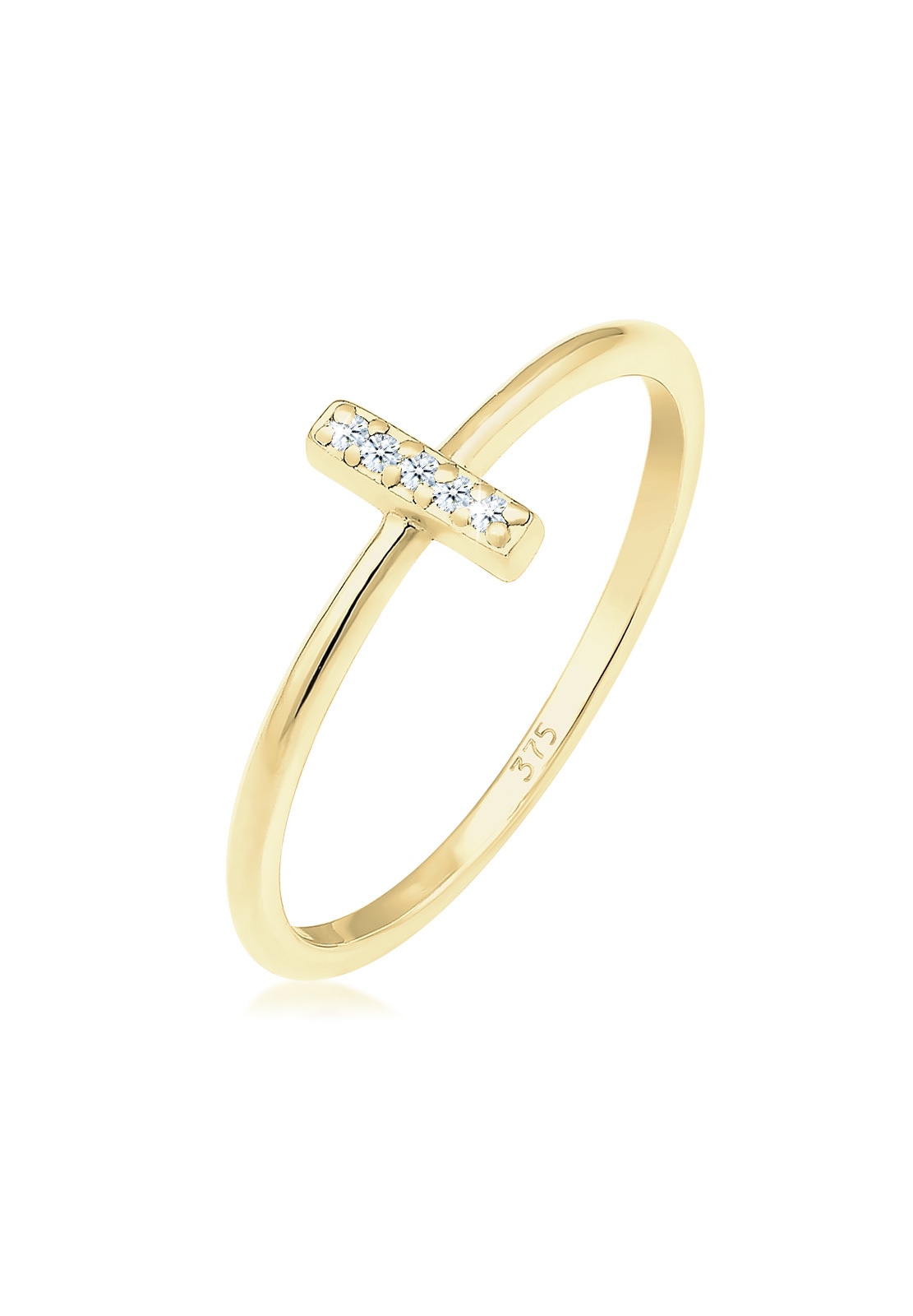 Elli DIAMONDS Diamantring »Kreuz Symbol Geo Diamant (0.025 ct.) 375 Gelbgold«