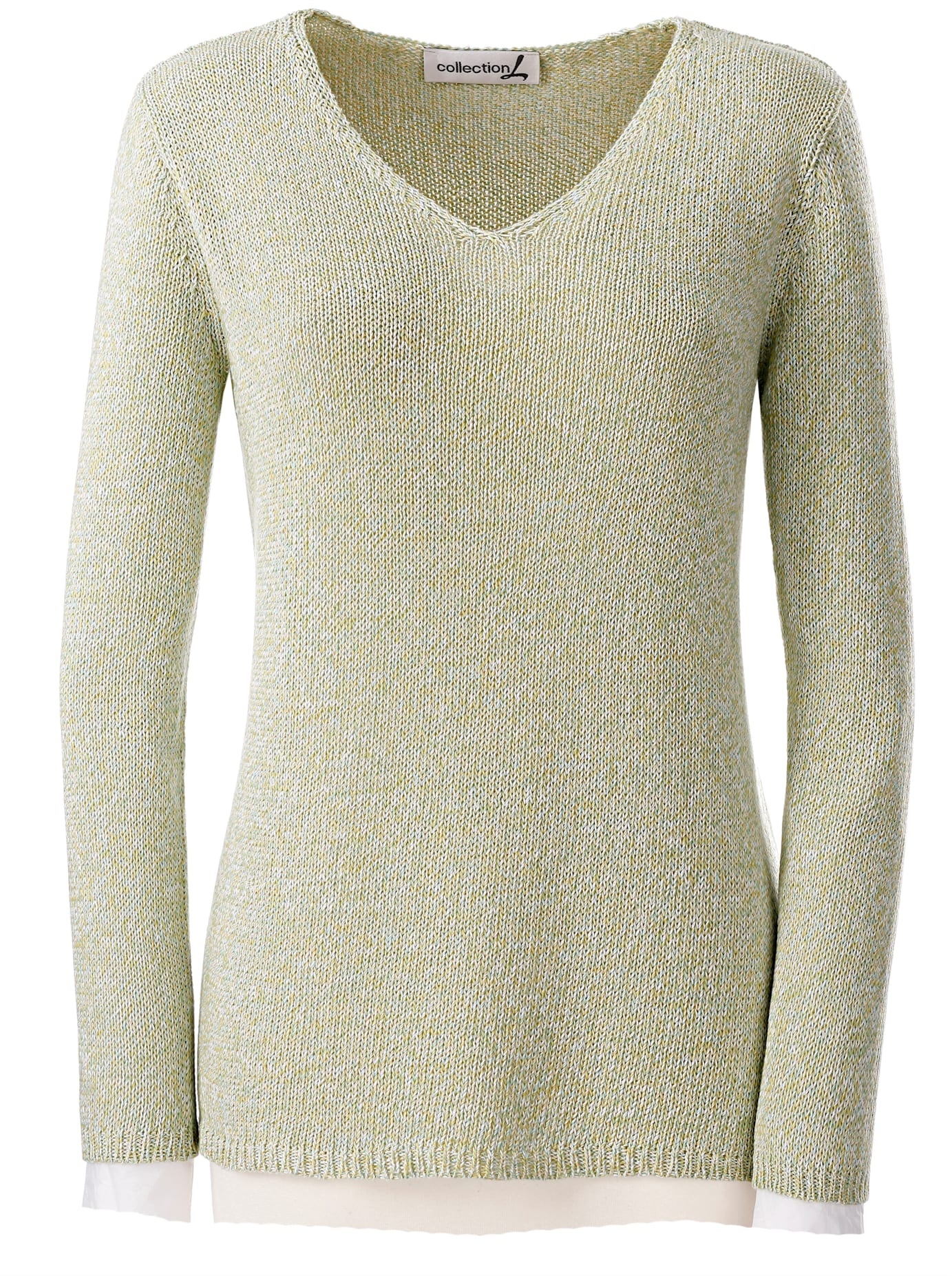 Strickpullover CASUAL LOOKS "Pullover", Damen, Gr. 36, grün (grün, meliert), 61% Polyacryl, 39% Baumwolle, meliert, Pullover Strickpullover 3