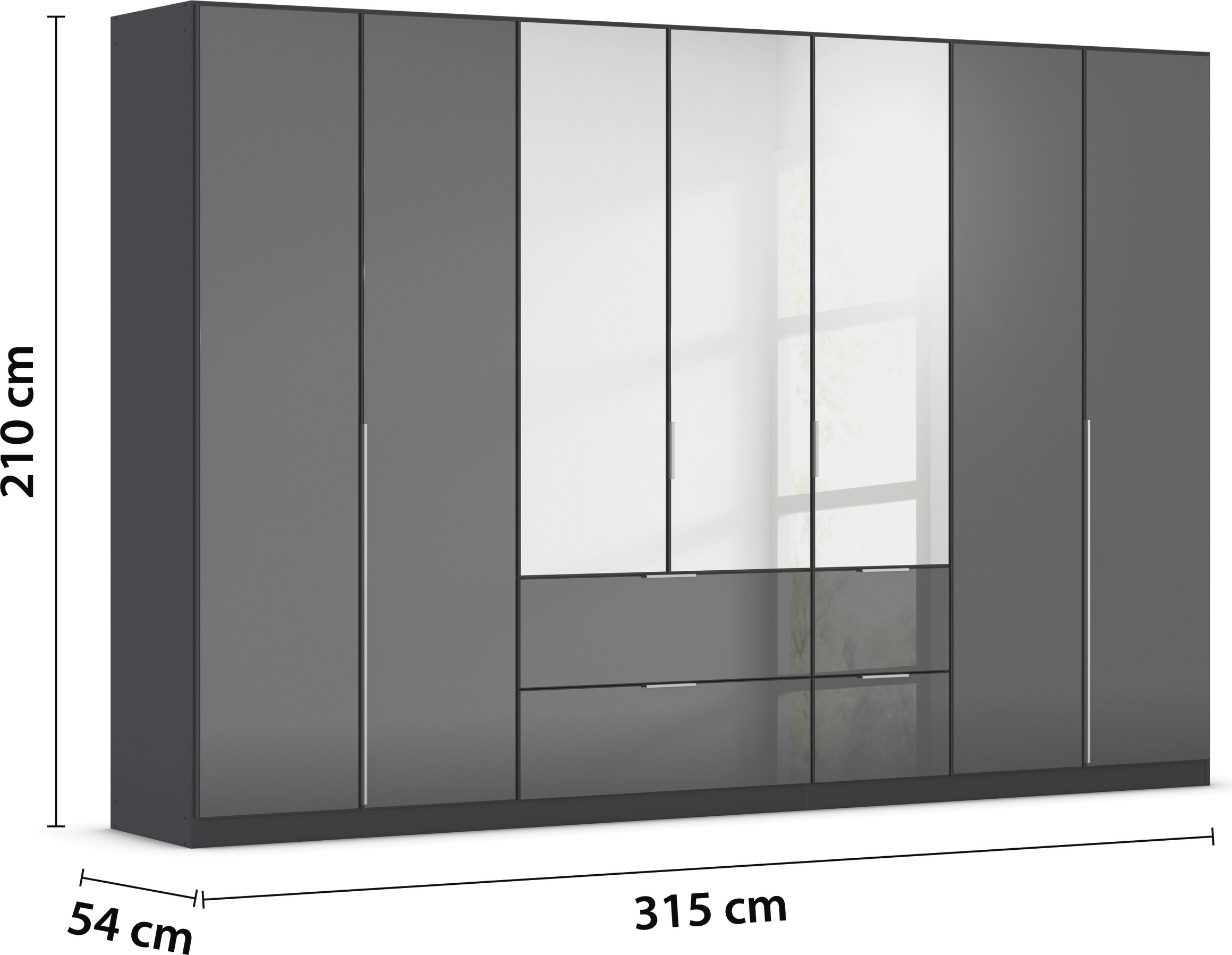 rauch Drehtürenschrank »Kleiderschrank Kleiderschränke Schrank Garderobe AGORDO mit Glasfront«, mit Außenschubkästen, in 6 Breiten und 2 Höhen MADE IN GERMANY