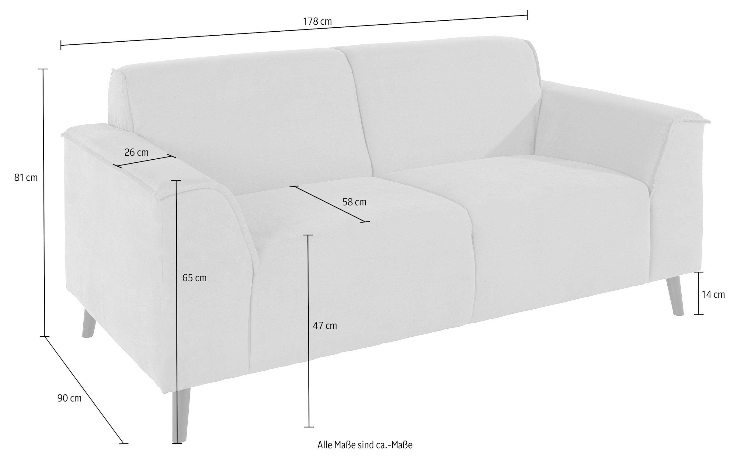 DOMO collection Dvivietė sofa »Amora su patogus spyruoklės dėl mehr Sitzkomfort« Komfortsitzhöhe 47cm elegantiškas porankiais ir hoher Fuß