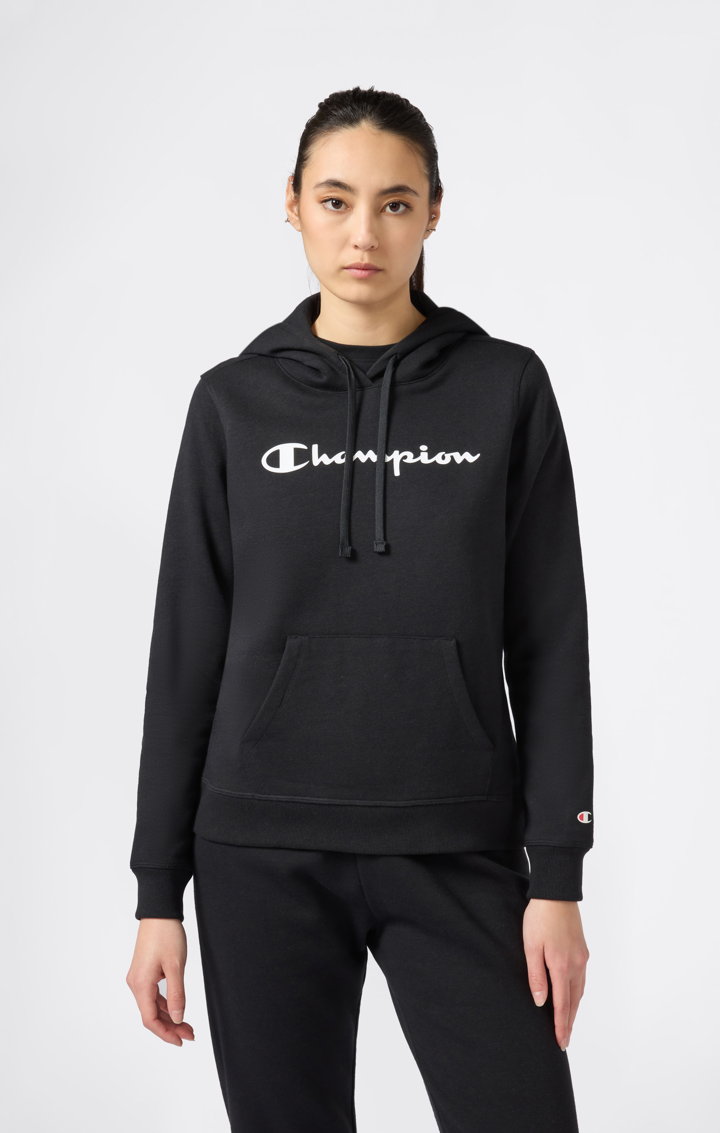Champion Kapuzensweatshirt, mit Rundhalsausschnitt, Langarm, aus Baumwolle und Polyester