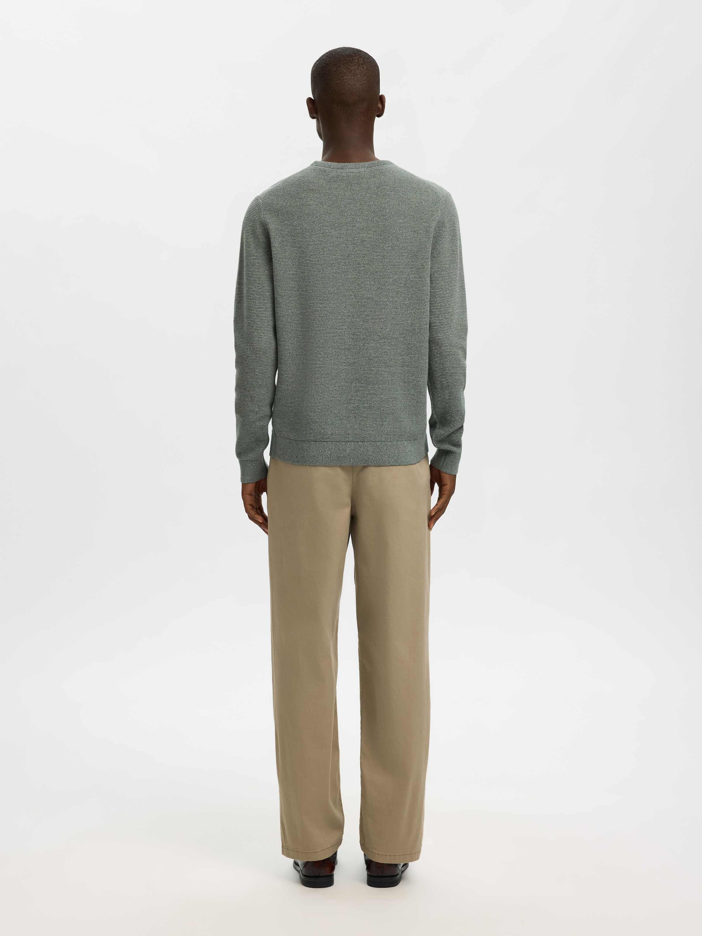 SELECTED Rundhalspullover »SLHROSS LS KNIT STRUCTURE CREW NECK NOOS« Baumwolle, regular fit