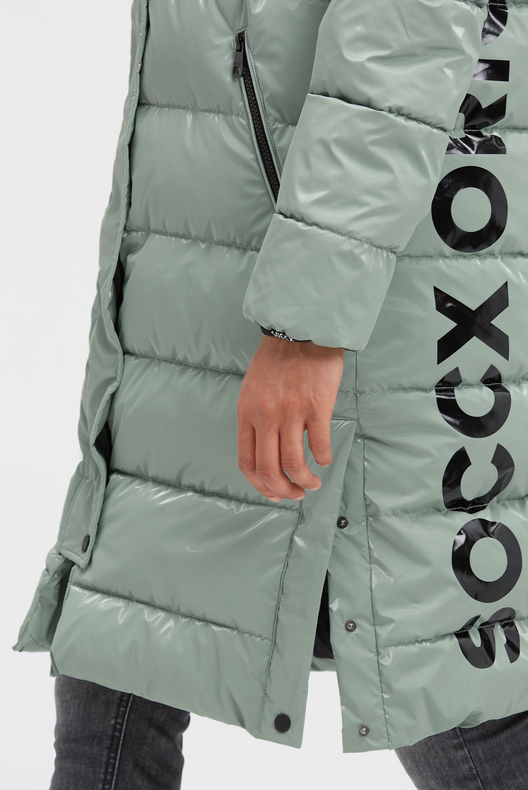 SOCCX Parka mit Kapuze mit Reißverschluss an den Einschubtaschen