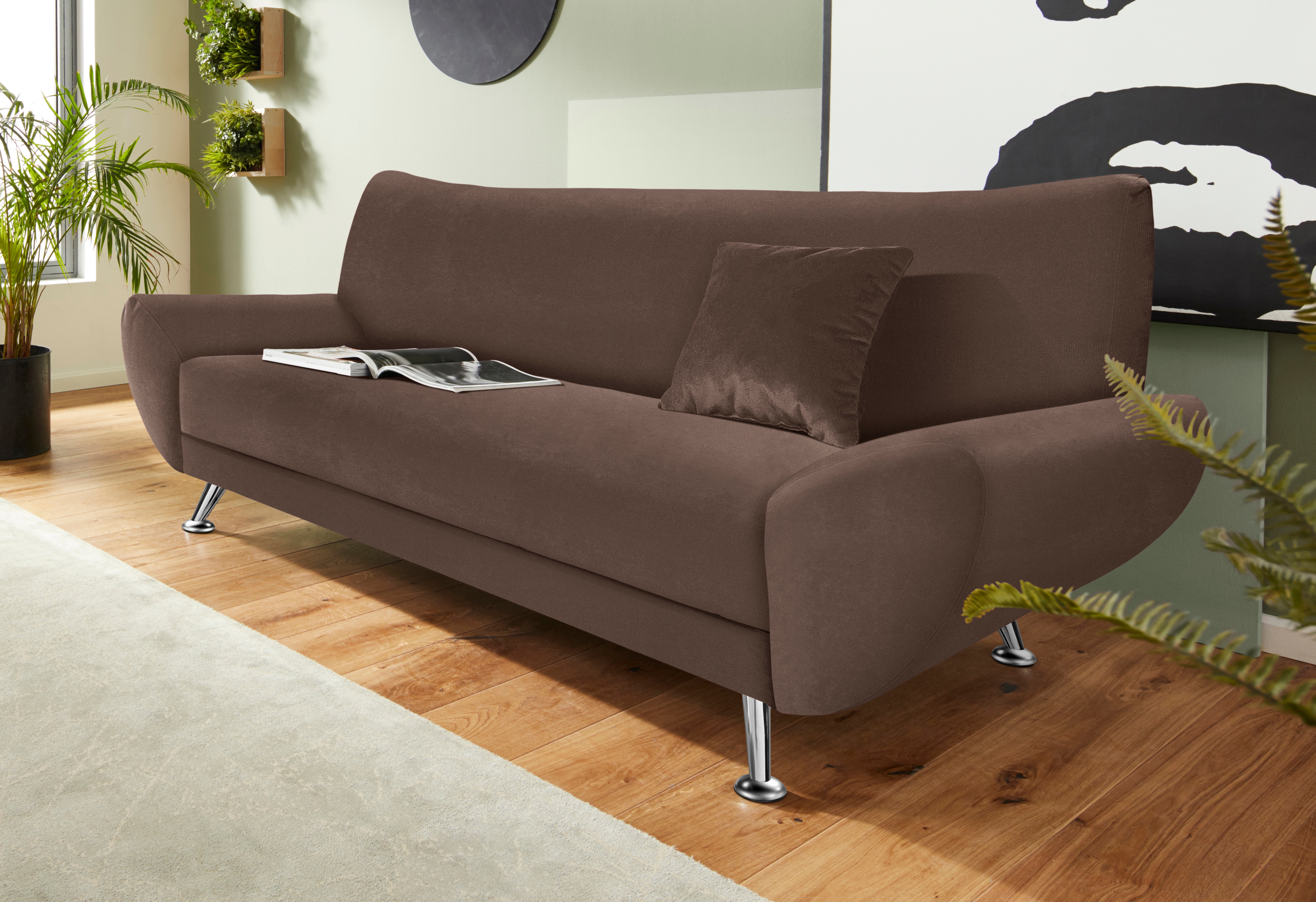 Home affaire 3-Sitzer "Saltare elegant & komfortabel, toller Designfuß, bequem, Breite 205cm"
