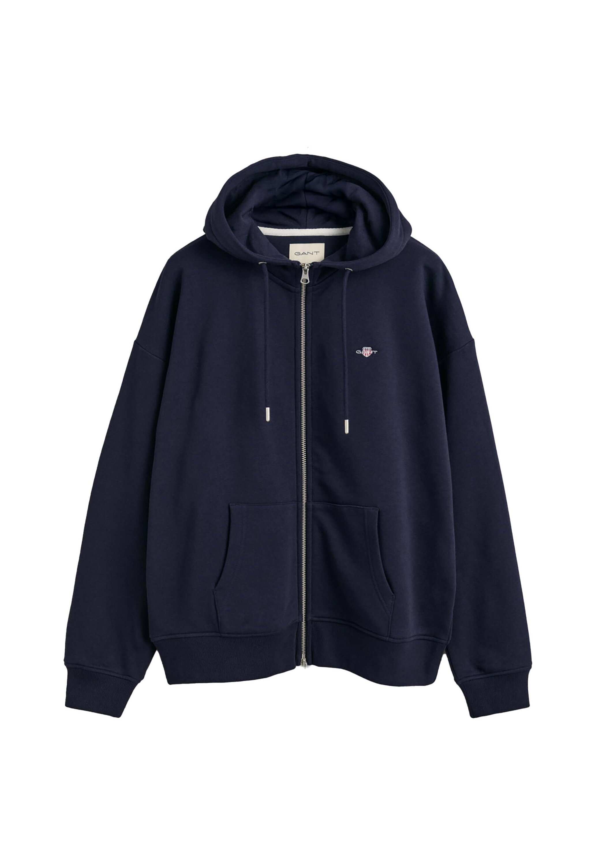 Gant pour femme. 4201412 Sweat à capuche avec fermeture à glissière Shield navy (L), Casuel, Coton, Marine