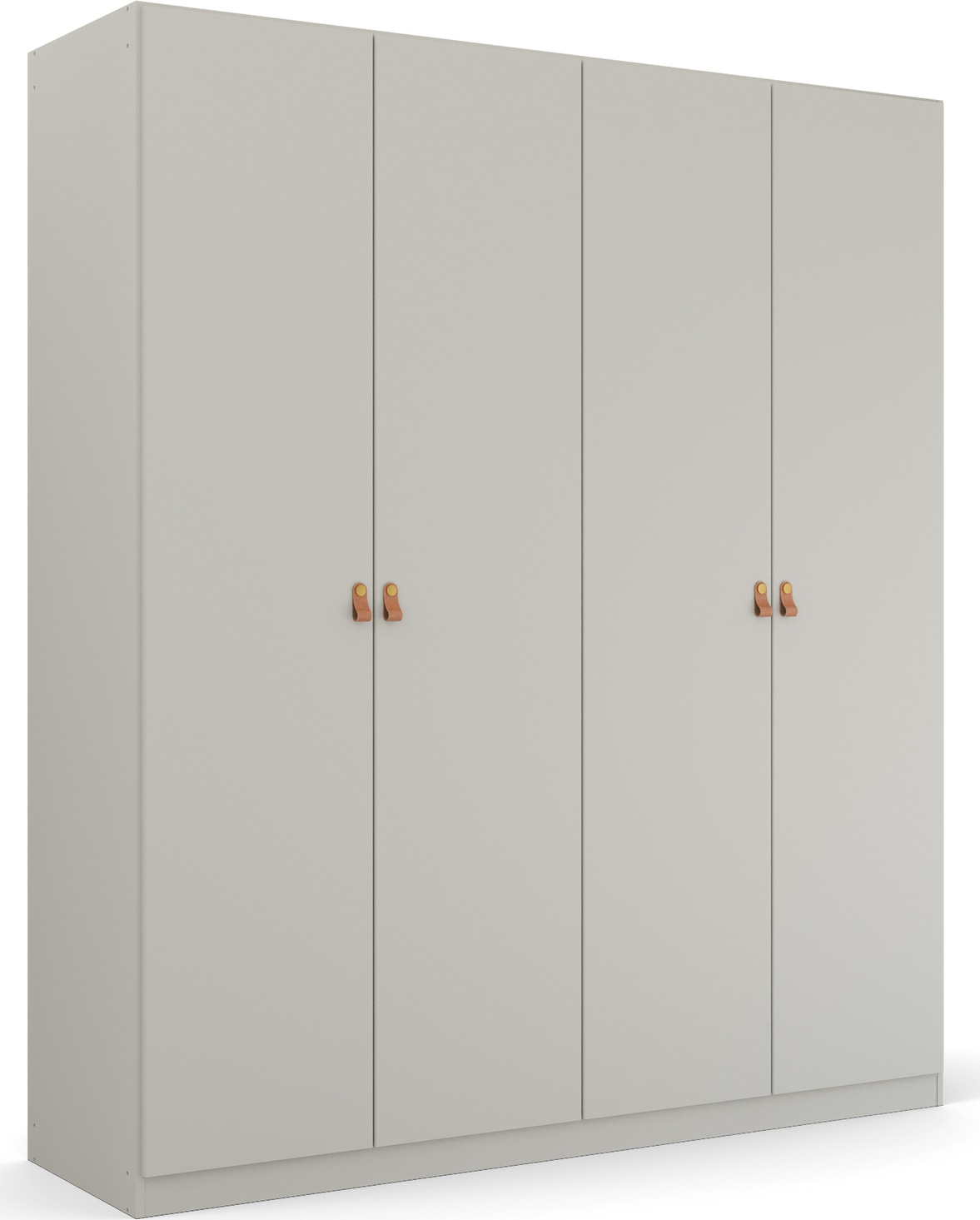 rauch Drehtürenschrank "Kleiderschrank Schrank Garderobe Ankleide HOMEY BY QUADRA SPIN" Breiten: 181/226/271 cm, Höhe 210 cm, mit Grifflaschen aus weichem, cognacbraunem Leder