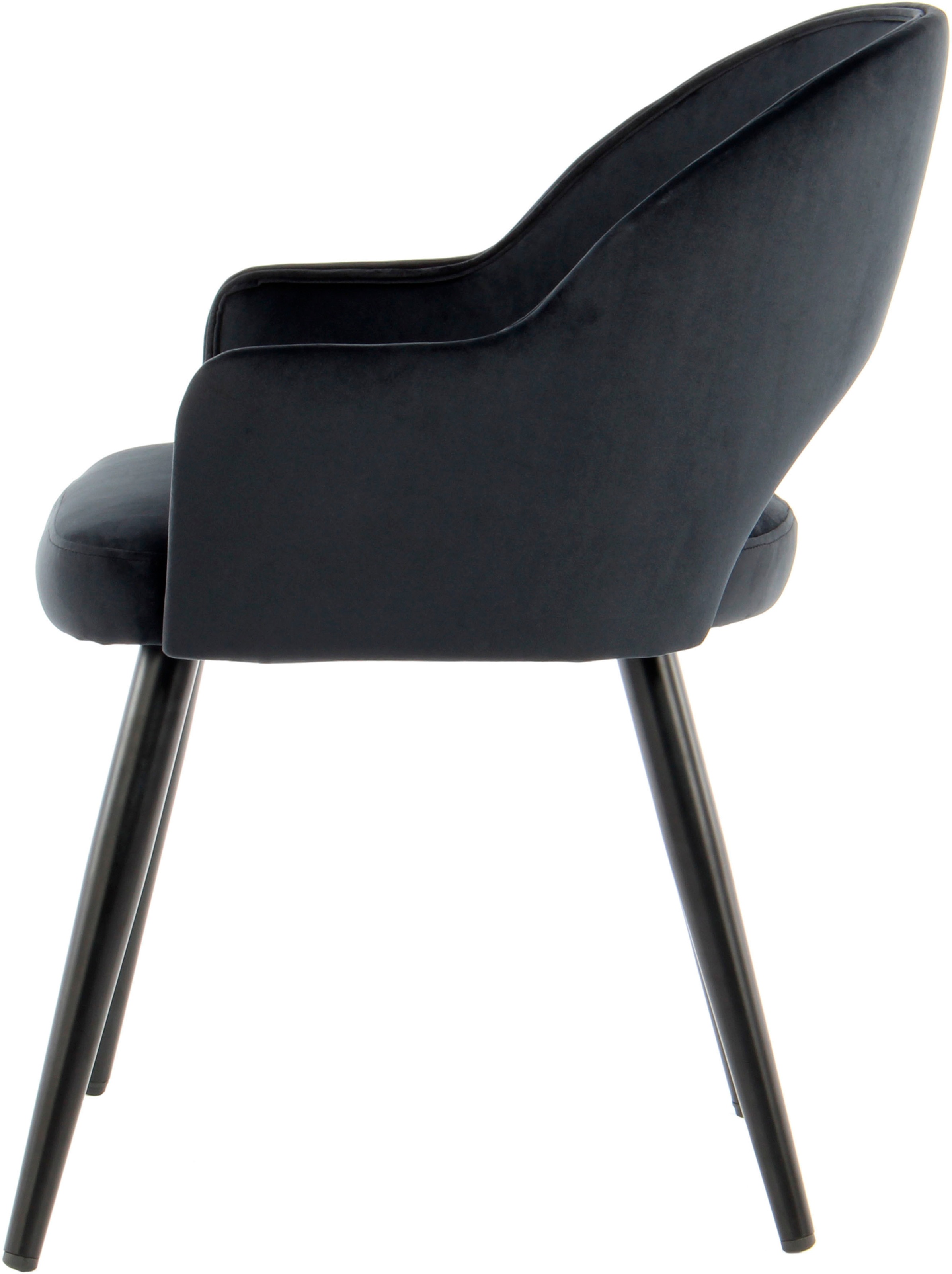 Kayoom Stuhl »Joris 110 2er-Set, einfarbiges Design,mit Retro-Charakter«, (Set), 2 St., mit Armlehne, bequem, Halbmond-Öffnung in der Rückenlehne