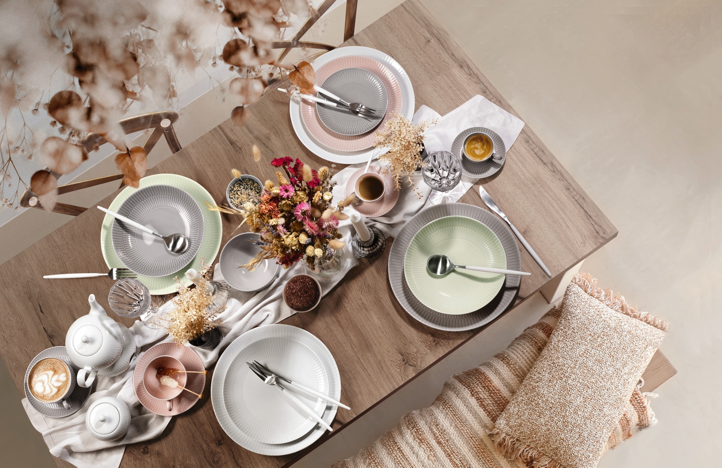 Seltmann Weiden Teeservice »Geschirr-Set, 18 Teile, Amina, klein«, (Set, 18 tlg., 6x Teeobertasse, 6x Kombi-Untertasse, 6x Brotteller), Tassen, Untertassen, Teller, Made in Germany, 18 Teile, für 6 Personen