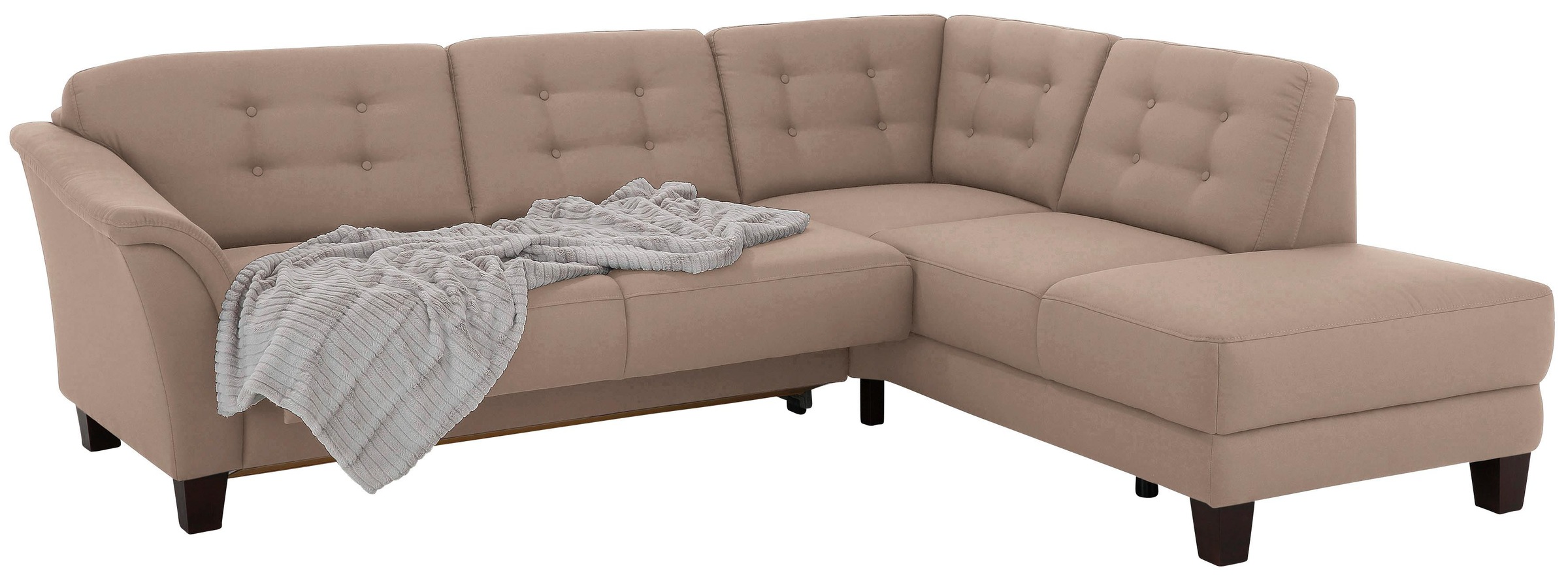 Home affaire Ecksofa »Trondheim L-Form«, mit Federkern und Knopfheftung im Rücken, Füße Buche dunkel