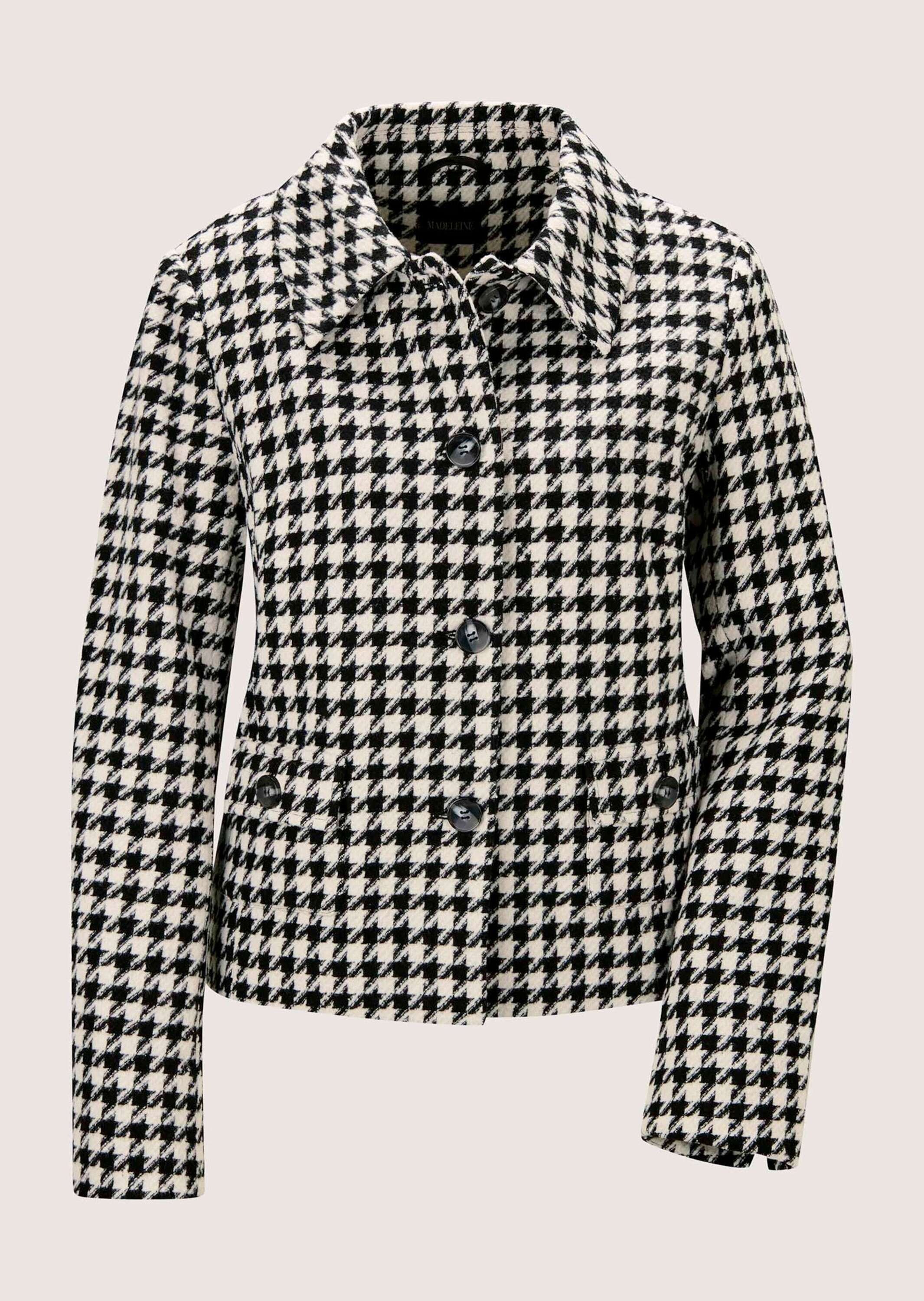 MADELEINE Jackenblazer "Blazer Leicht gefütterter Hahnentritt-Blazer in verkürzter Form" Hahnentritt Muste