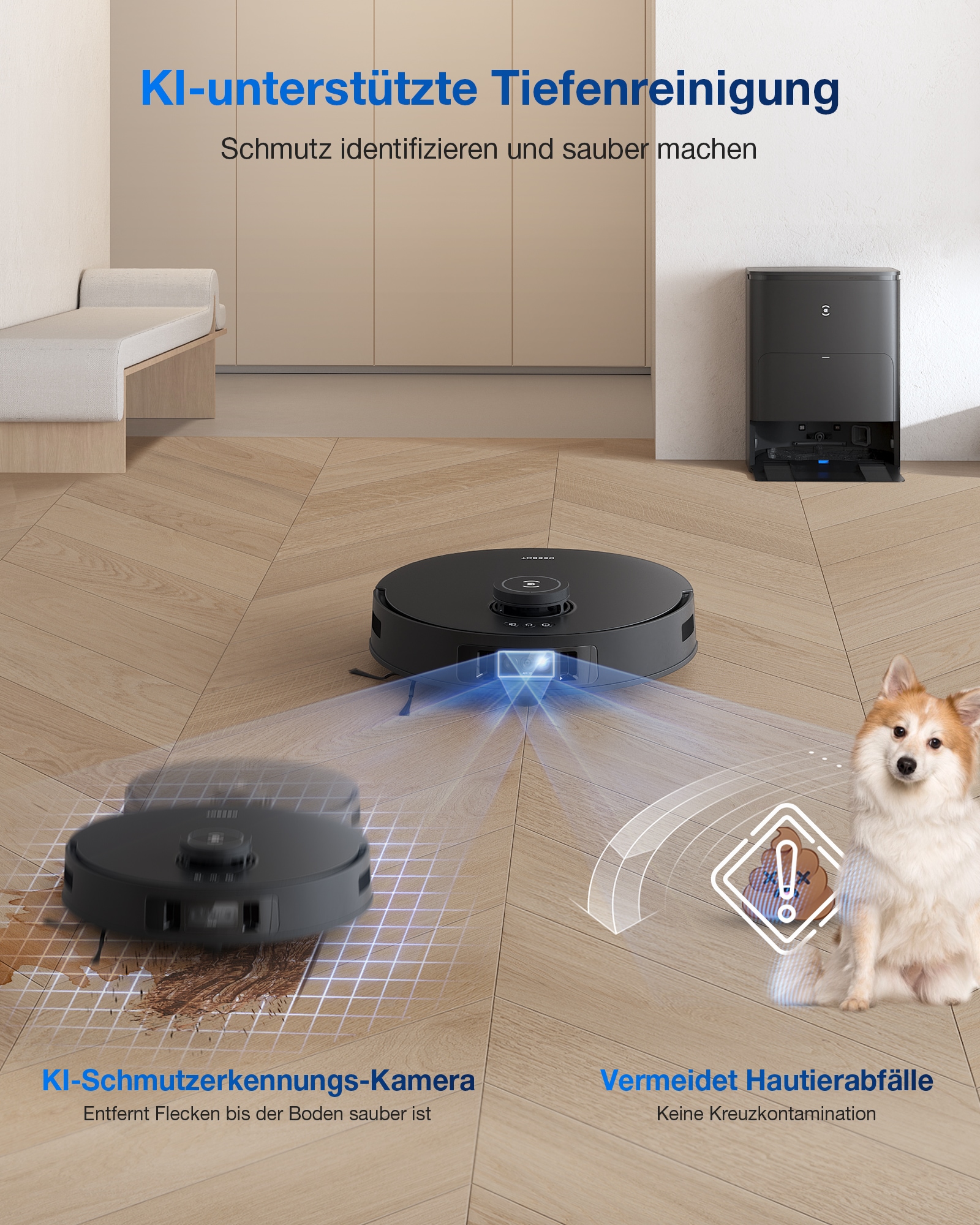 ECOVACS Saugroboter »ECOVACS DEEBOT T30S PRO OMNI«, 11.000PA, OMNI Station, Mopphebesystem, Adaptive Kantenreinigung