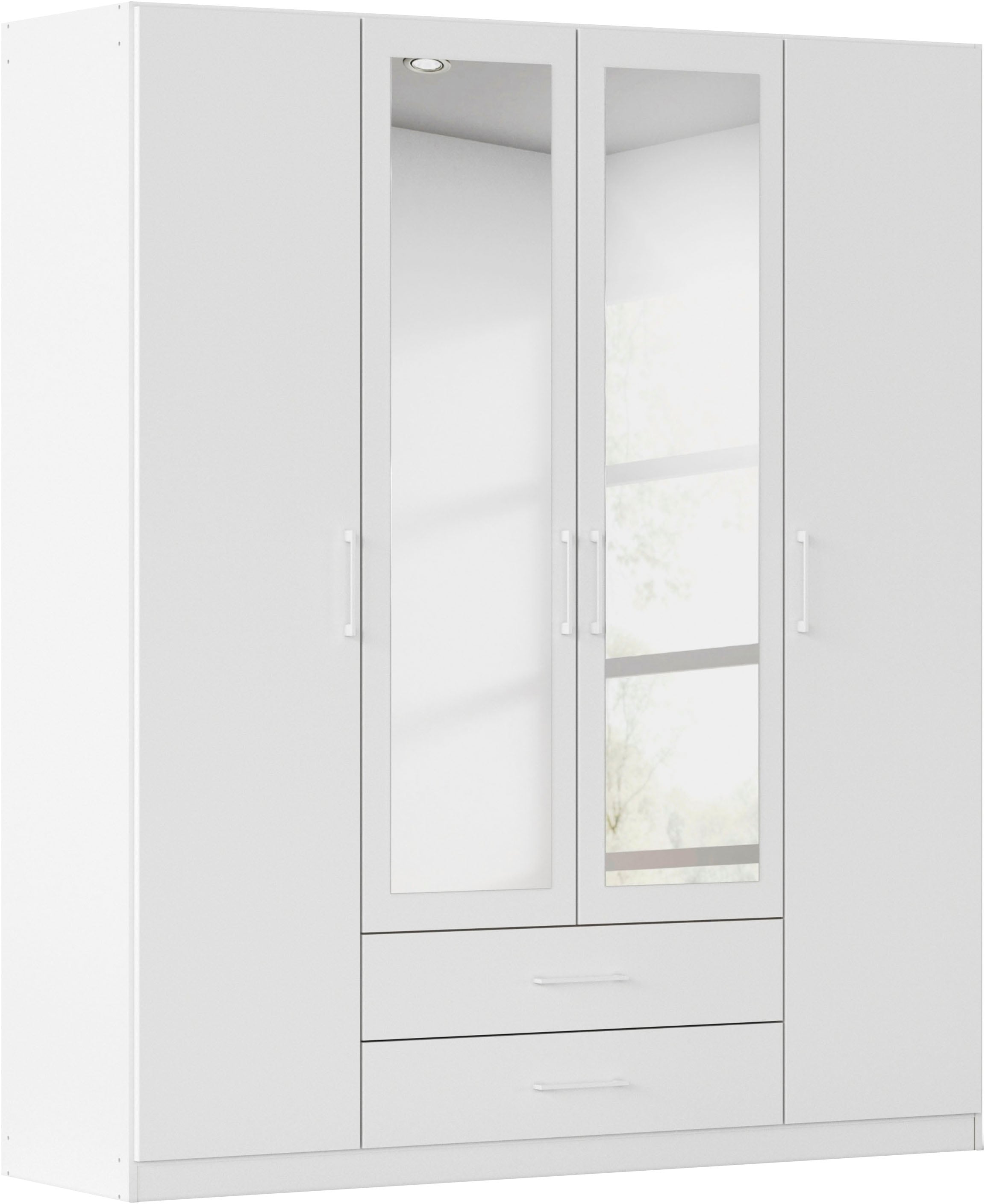 rauch Kleiderschrank "Schrank Garderobe Ankleide GAMMA Breiten 91/136/181/226/271/315/360 cm" in 3 Ausstattungen BASIC/CLASSIC/PREMIUM (inkl. SOFT-CLOSE-Funktion), verschiedene Griff-Varianten, mit Spiegel TOPSELLER MADE IN GERMANY