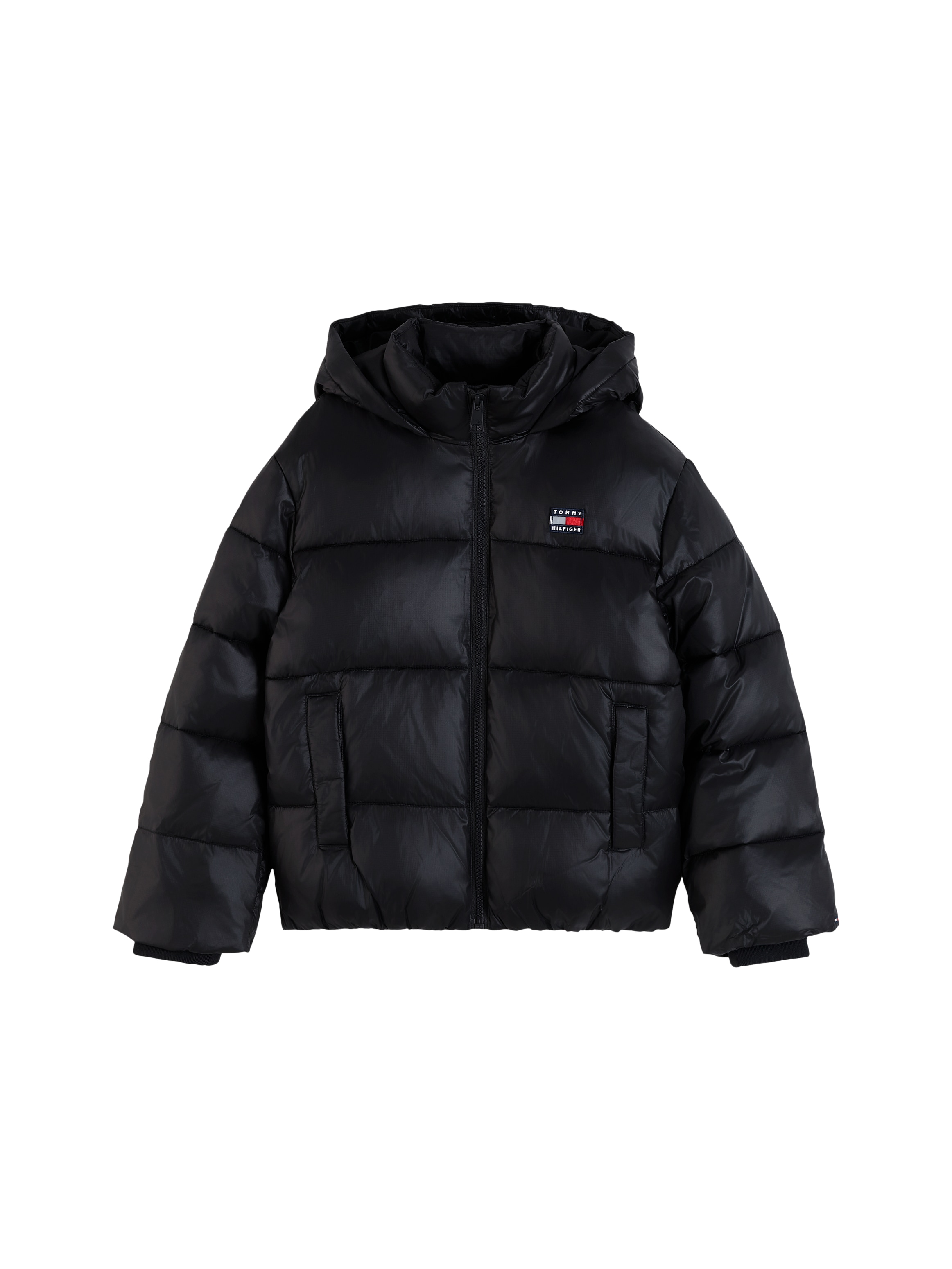 Tommy Hilfiger Steppjacke mit Kapuze mit Kapuze, Regular Fit, leicht glänzendes Material