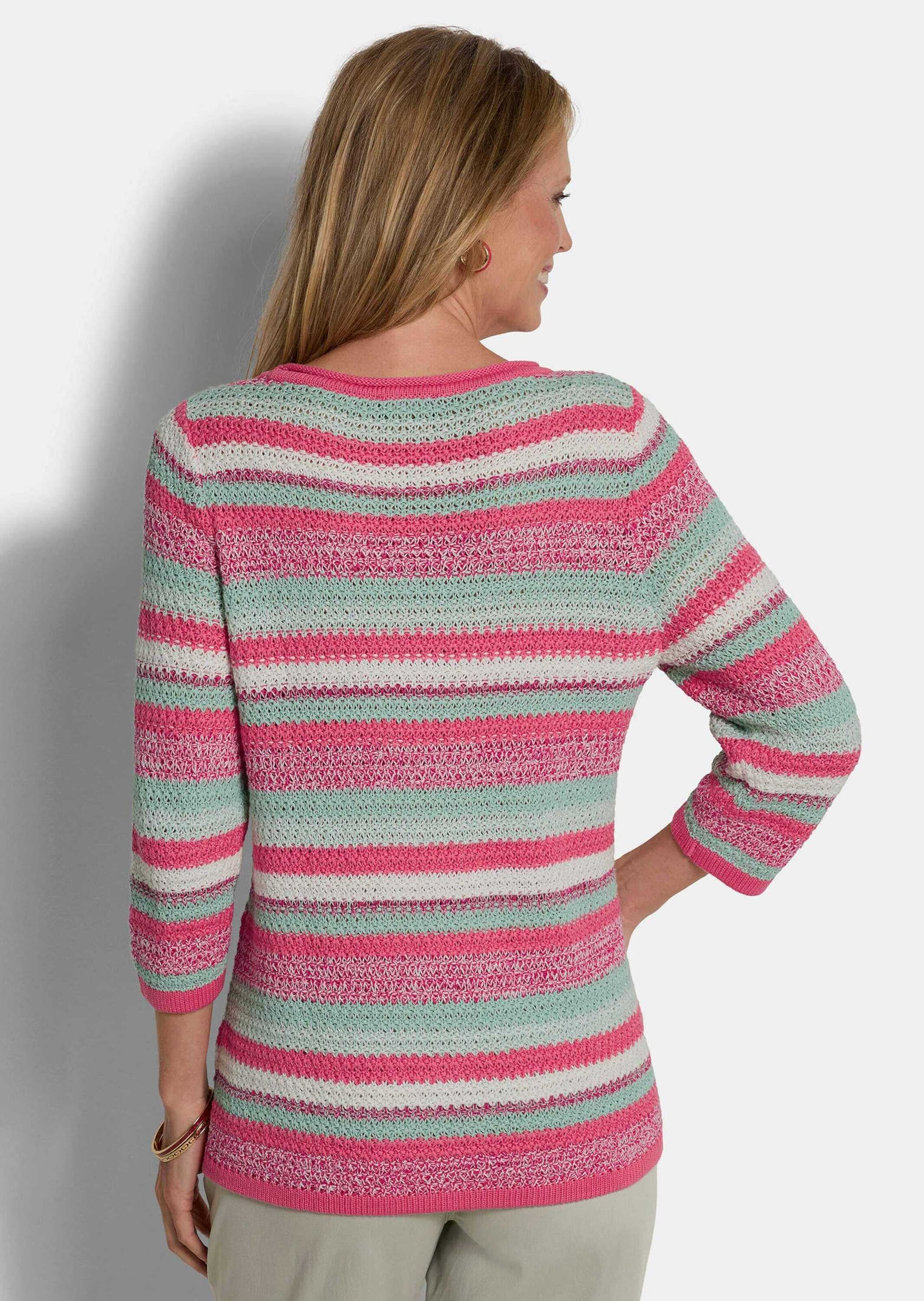 GOLDNER Rundhalspullover »Baumwollpullover mit Ringel-Muster« Strukturierter Ringelstrick