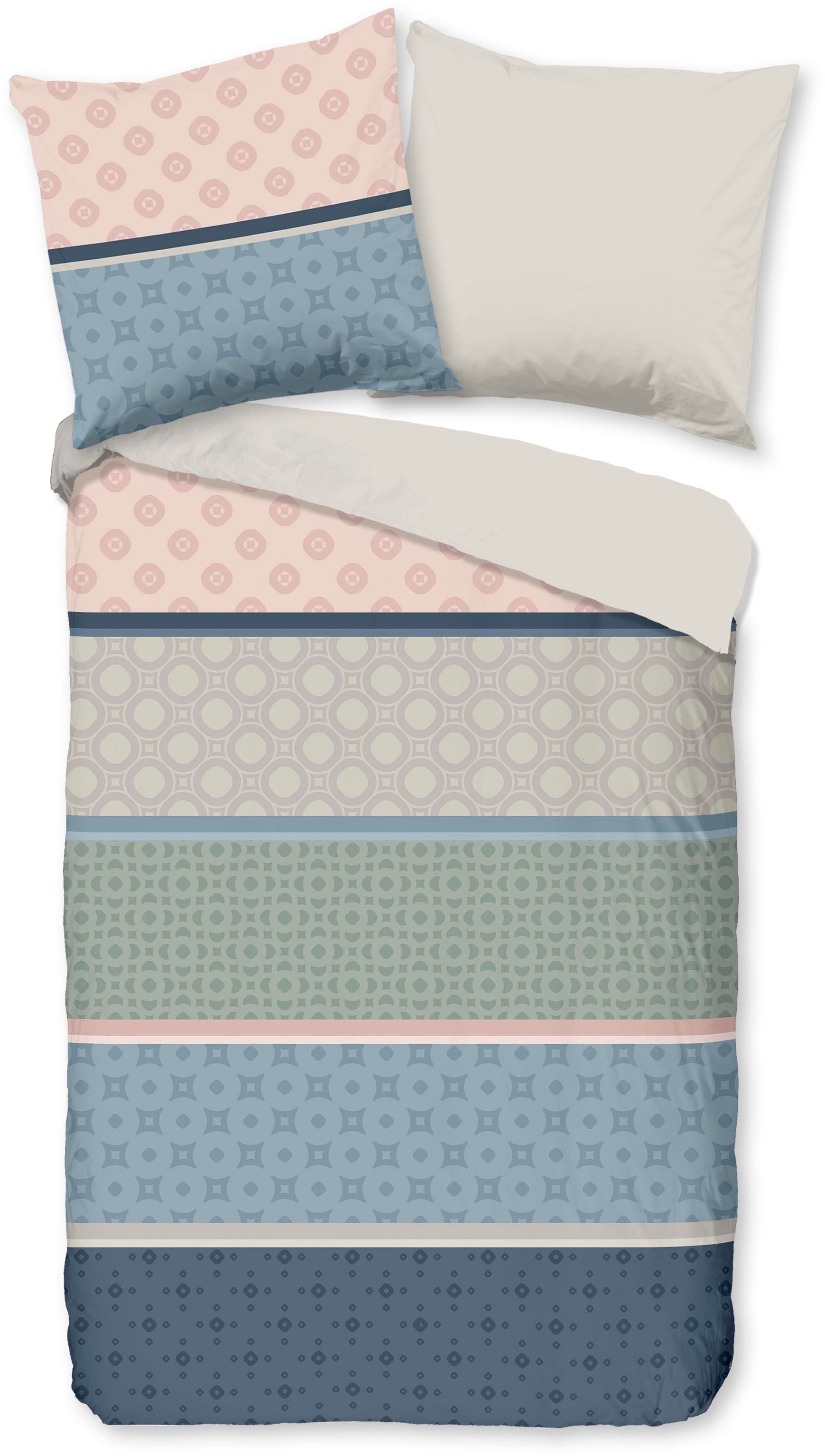 good morning Wendebettwäsche »Vida« 2 Stk. tlg. 100% Baumwolle, Renforcé, Reißverschluss, Wendeoptik, blau, rosa,