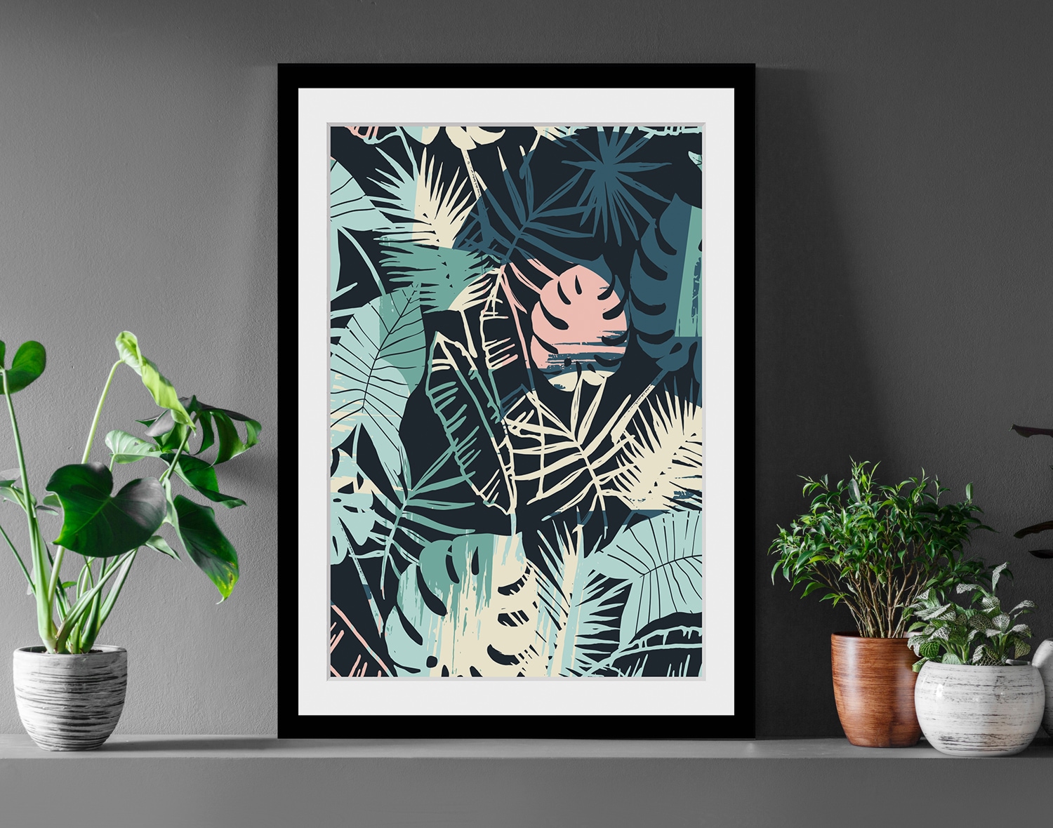 queence Bild »Becka« Blätter | Kunst | Modern | Pflanzen | Pflanzenbilder HD Premium Poster-Druck inkl. Holzrahmen