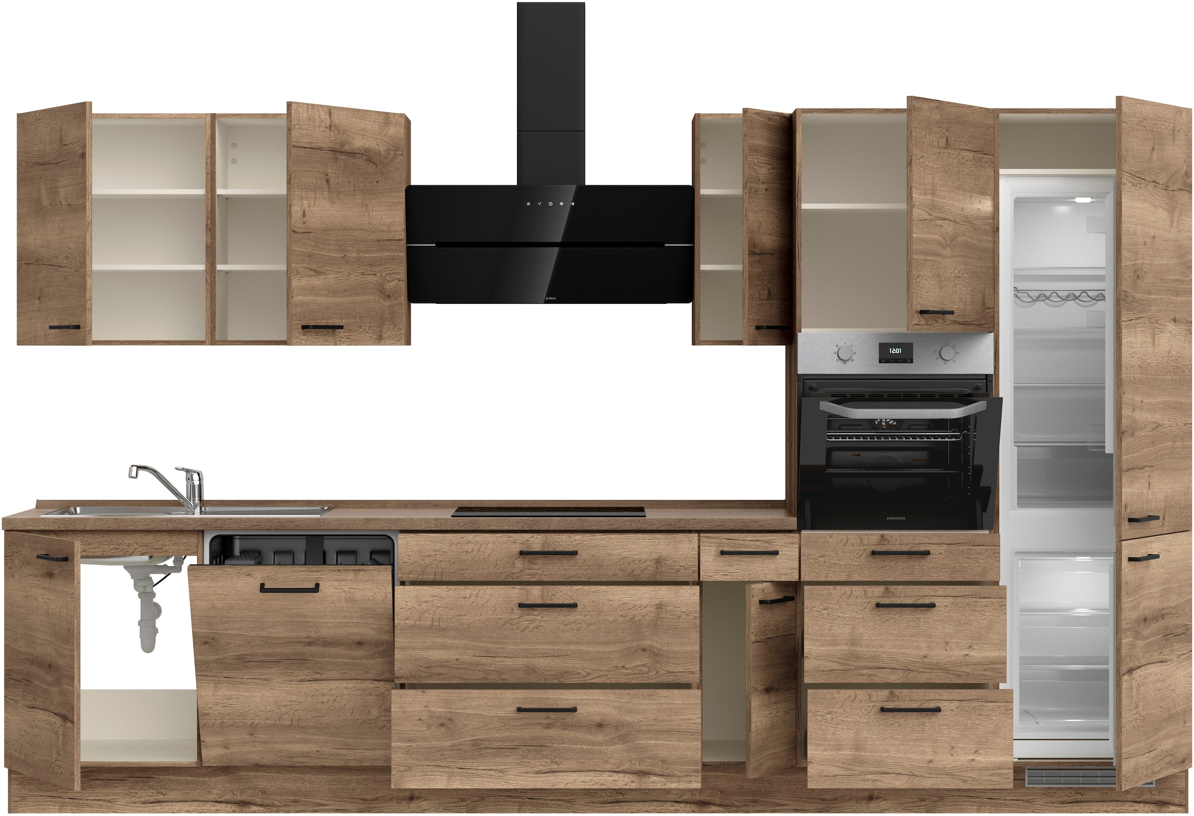 nobilia® Küchenzeile »"Structura II"«, vormontiert, Ausrichtung wählbar, Breite 360 cm, wahlw. mit E-Geräten