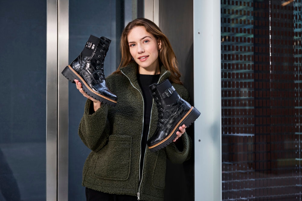 Rieker Schnürboots  Schnürstiefelette, Blockabsatz in Used-Optik
