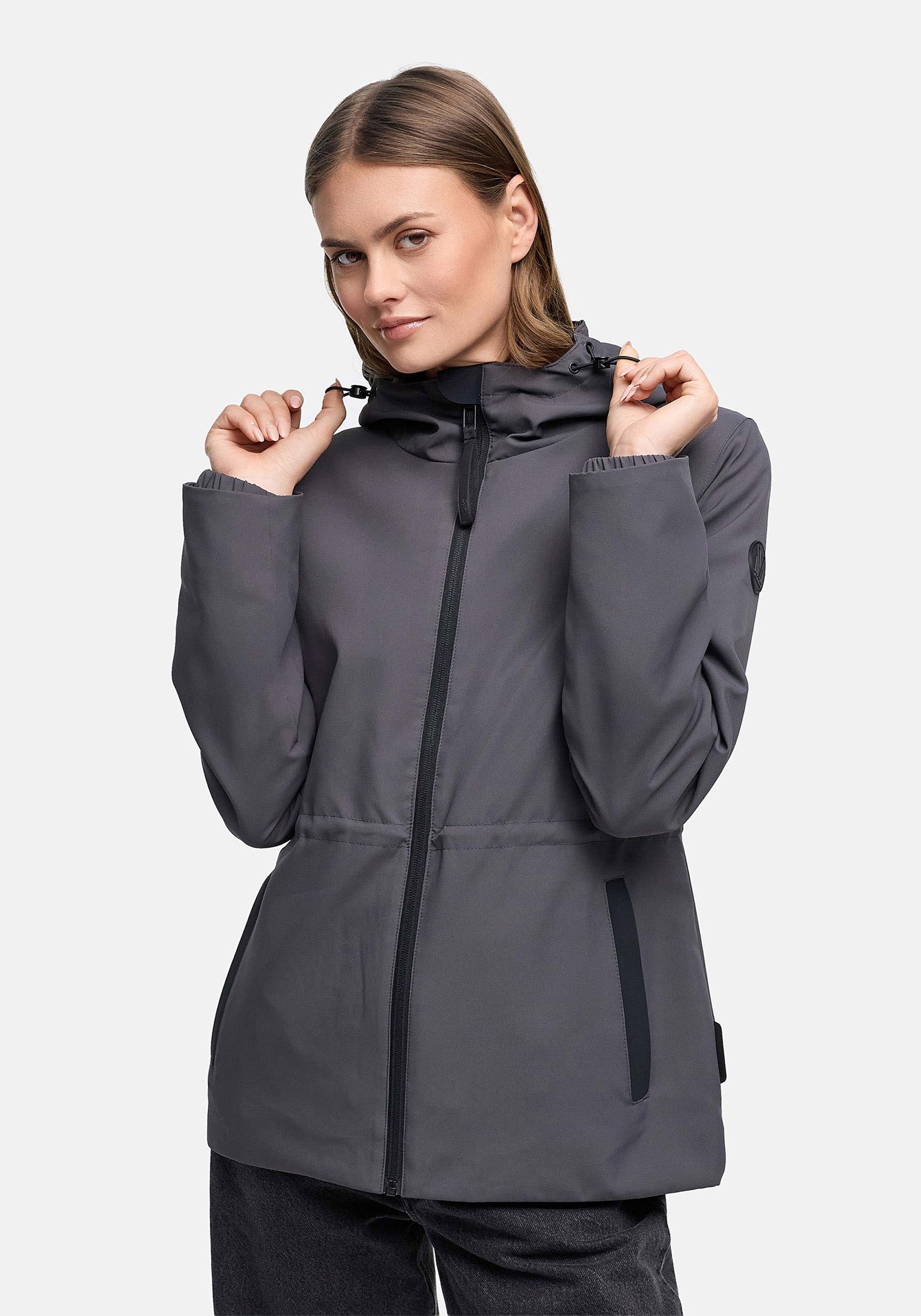 Marikoo Outdoorjacke "Katzilein" Leichte Übergangsjacke mit Kapuze und Kordelzug